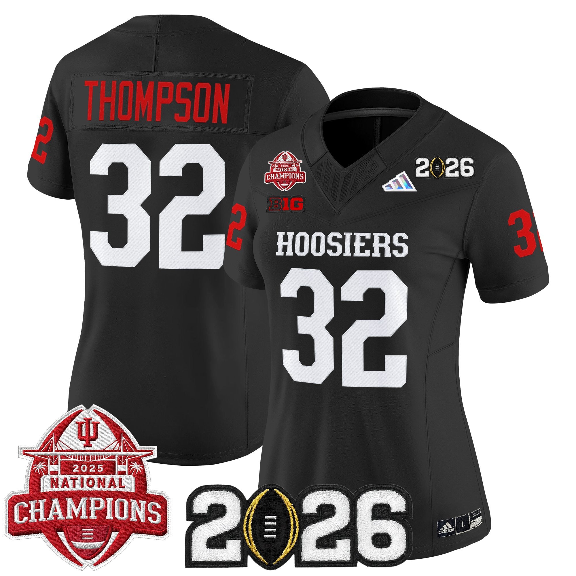 Women's Indiana Hoosiers 2025 National Champions & 2026 CFP Final Patch Vapor Limited Jersey V2 - All Stitched