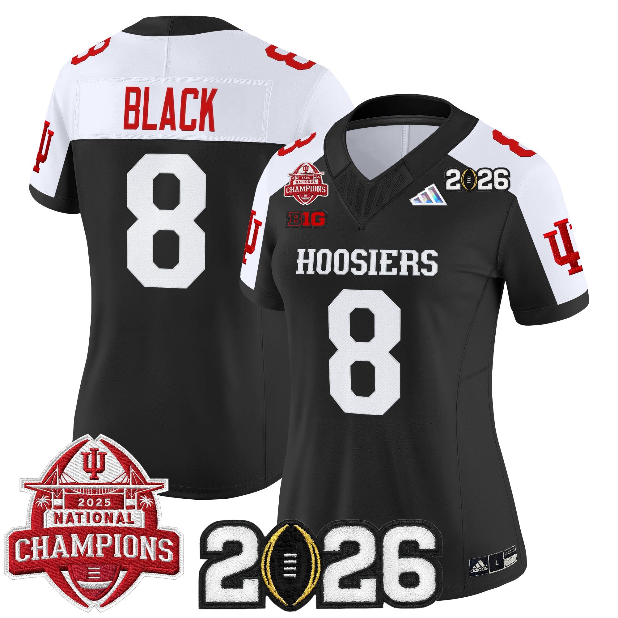 Women's Indiana Hoosiers 2025 National Champions & 2026 CFP Final Patch Vapor Limited Jersey V2 - All Stitched