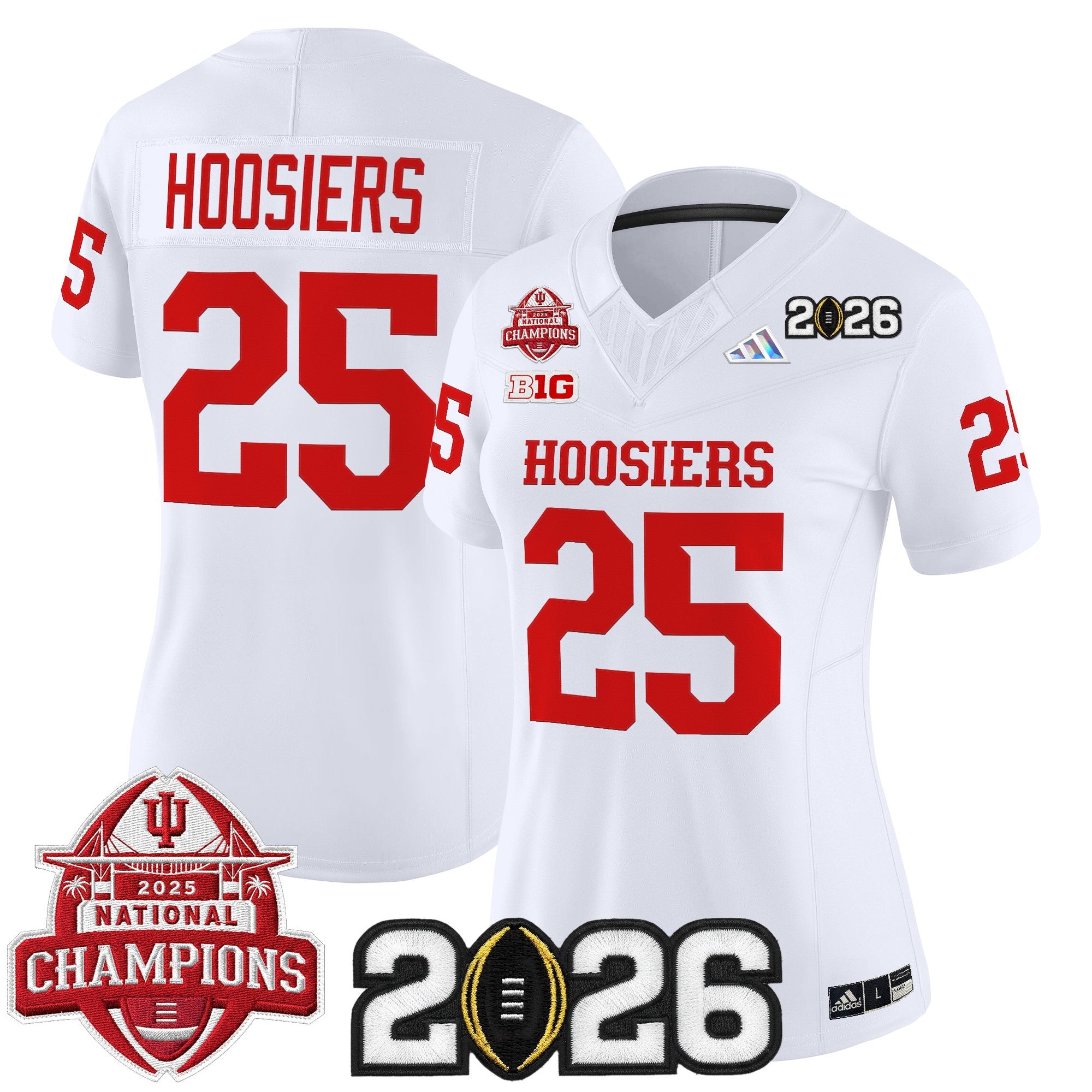 Women's Indiana Hoosiers 2025 National Champions & 2026 CFP Final Patch Vapor Limited Jersey V2 - All Stitched