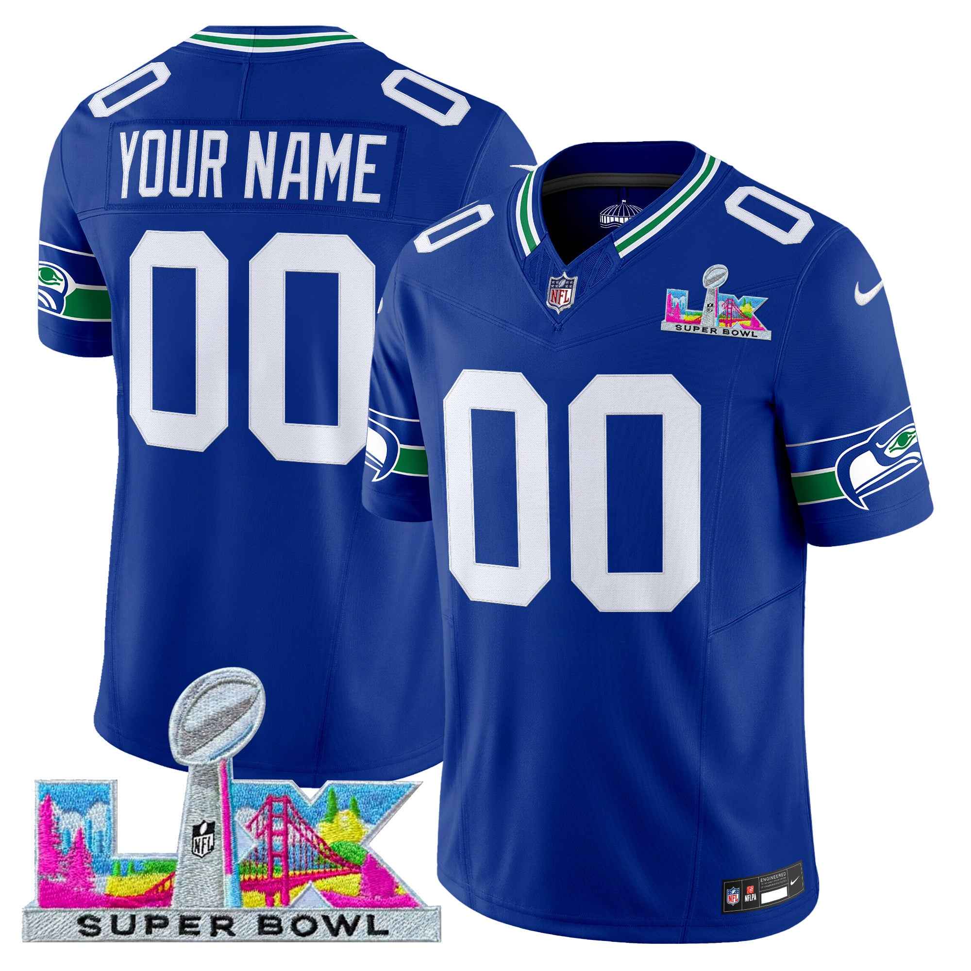 Seattle Seahawks Super Bowl LX Vapor Limited Custom Jersey - All Stitched