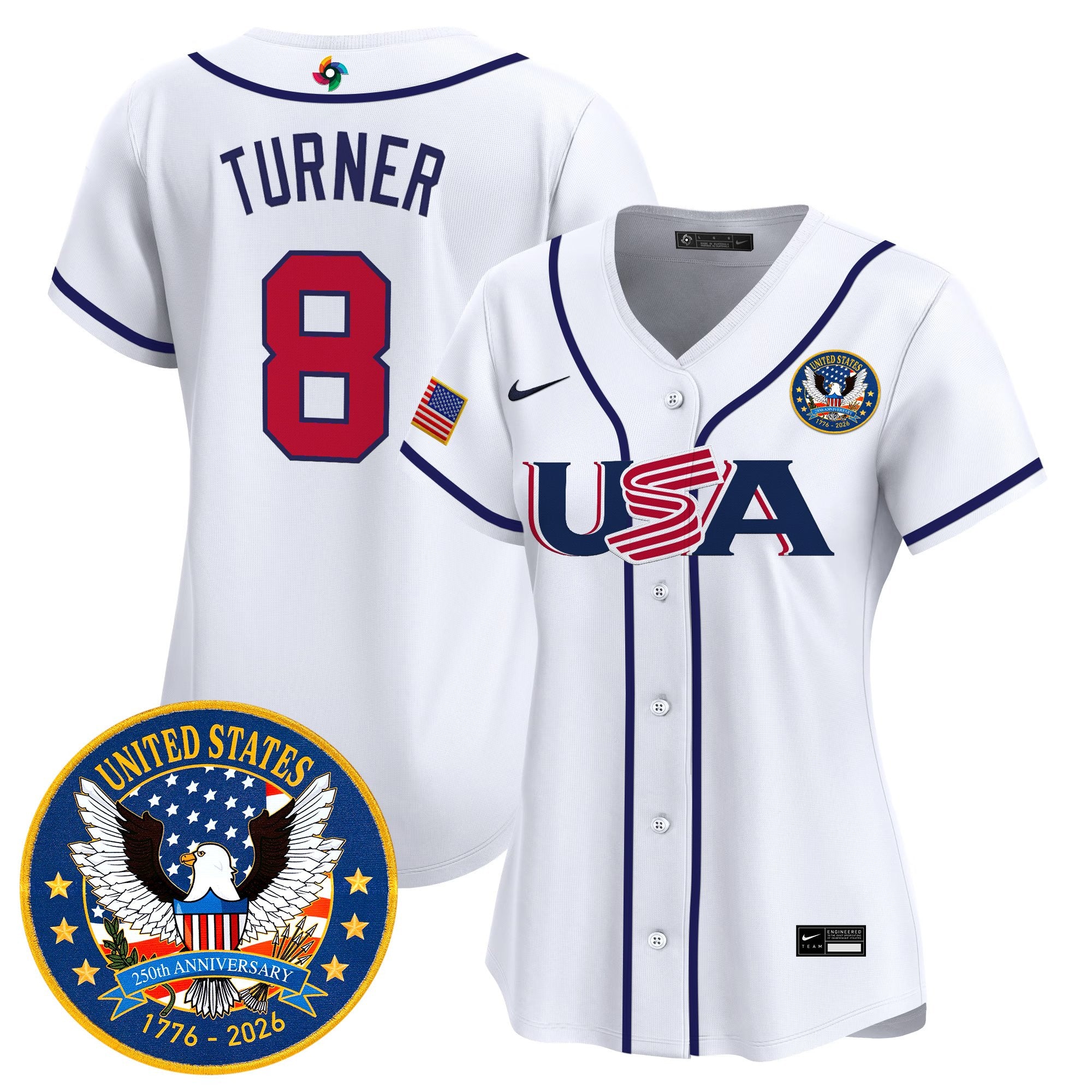 Women's Team USA World Baseball Classic United States 250th Anniversary Patch Vapor Premier Jersey - All Stitched