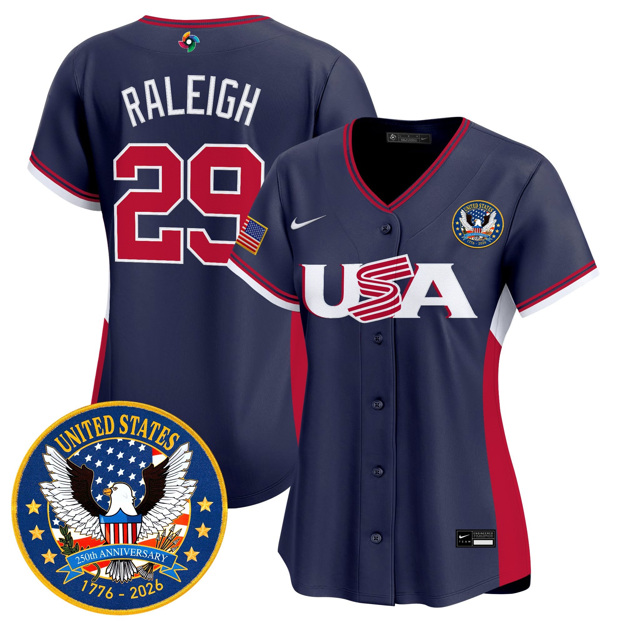 Women's Team USA World Baseball Classic United States 250th Anniversary Patch Vapor Premier Jersey - All Stitched
