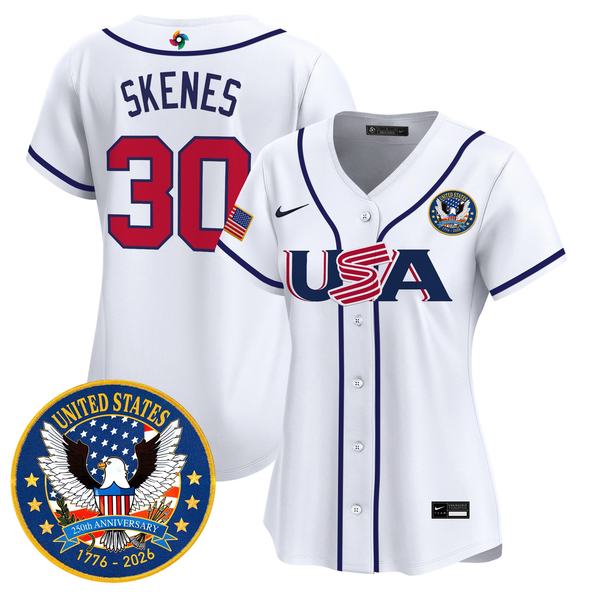 Women's Team USA World Baseball Classic United States 250th Anniversary Patch Vapor Premier Jersey - All Stitched