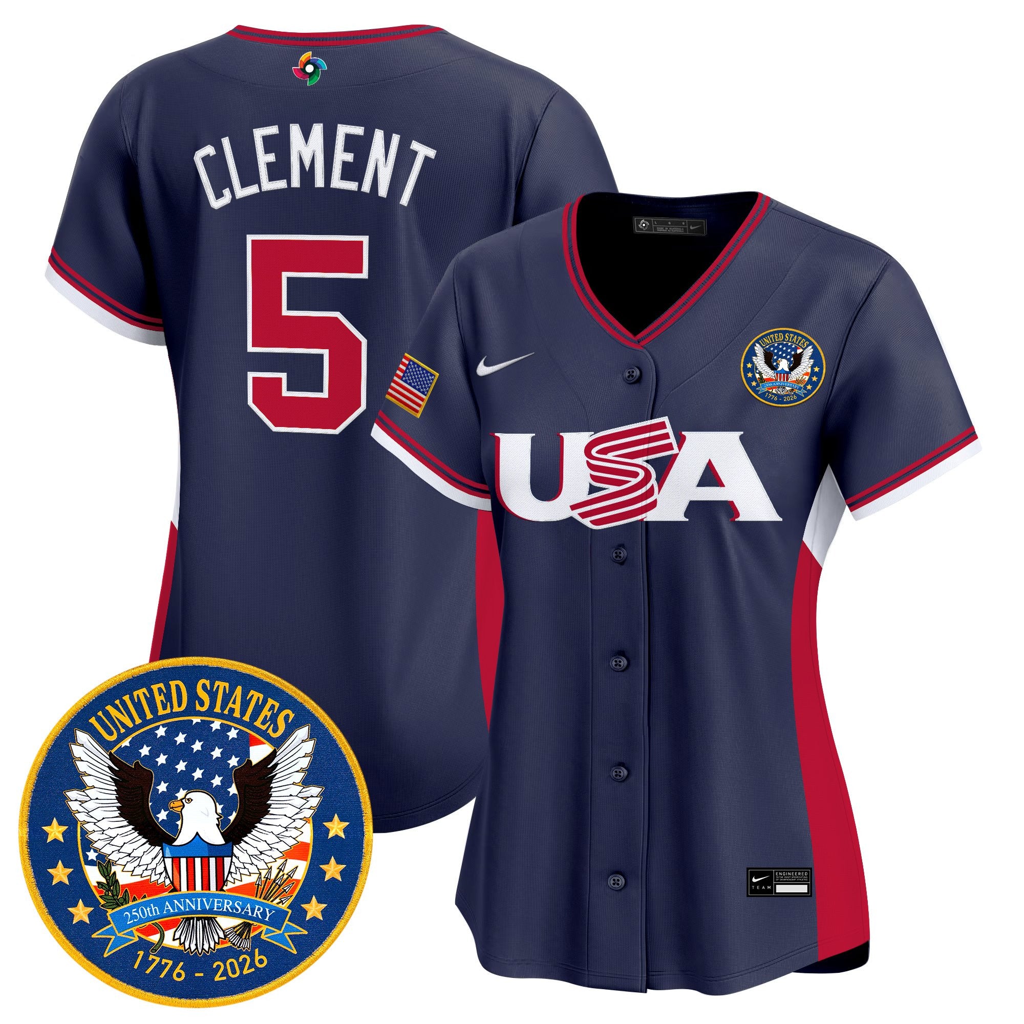 Women's Team USA World Baseball Classic United States 250th Anniversary Patch Vapor Premier Jersey - All Stitched