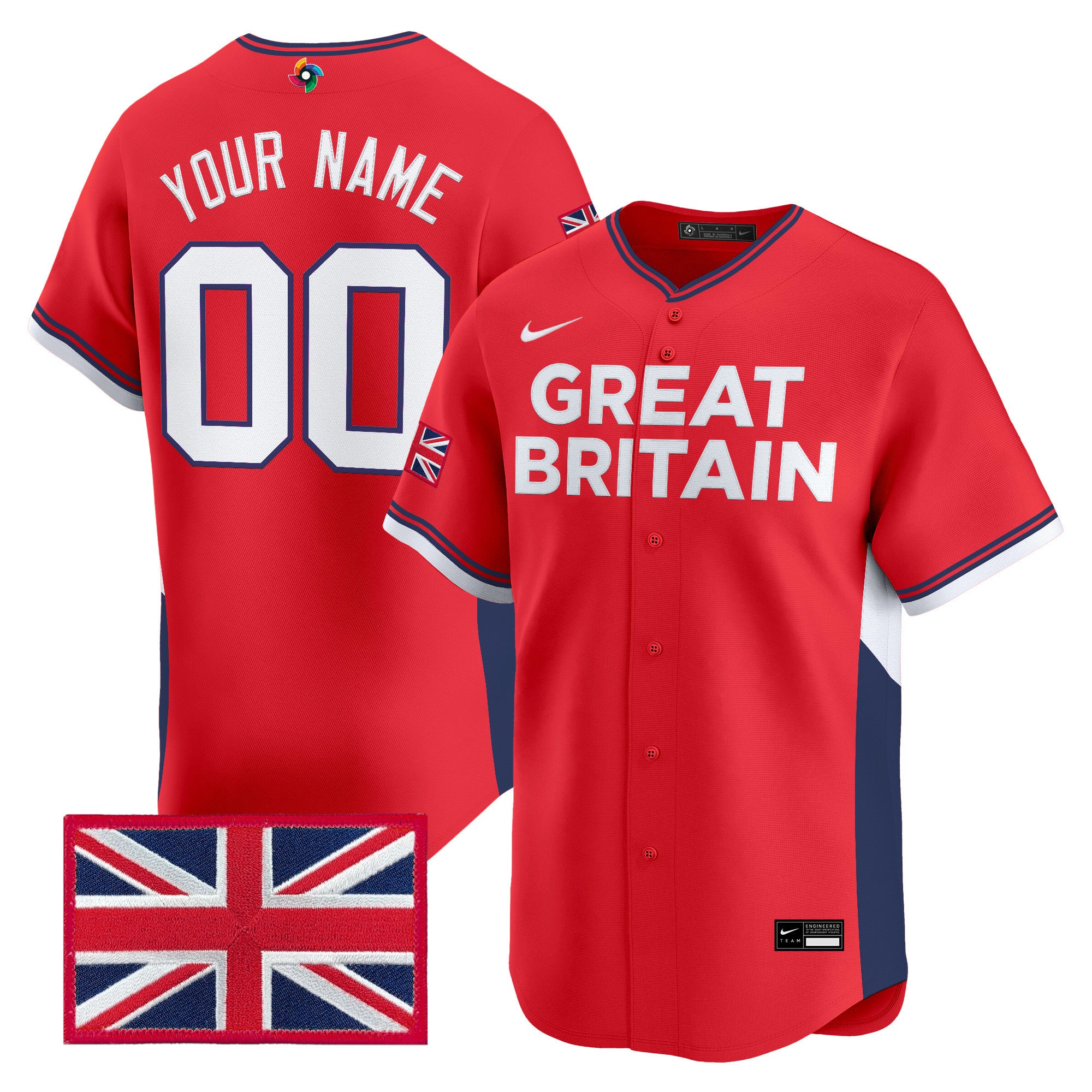 Team Great Britain 2026 World Baseball Classic Vapor Premier Custom Jersey - All Stitched