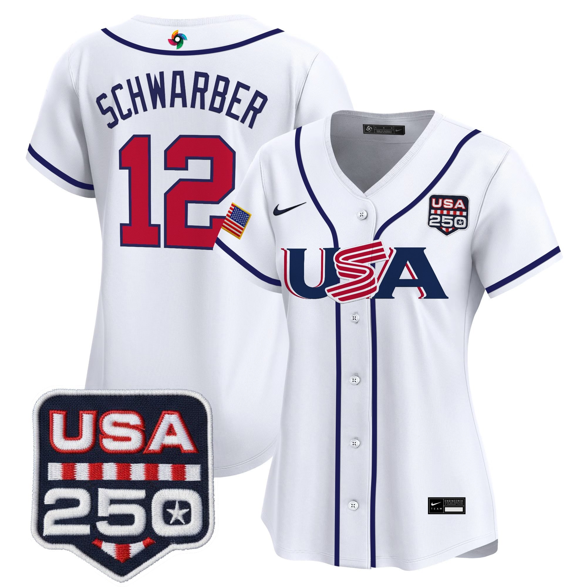 Women's Team USA World Baseball Classic 250America Patch Vapor Premier Jersey - All Stitched