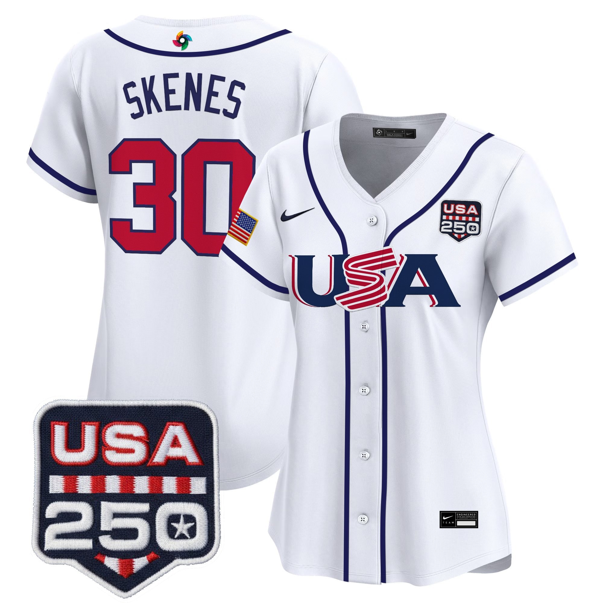 Women's Team USA World Baseball Classic 250America Patch Vapor Premier Jersey - All Stitched