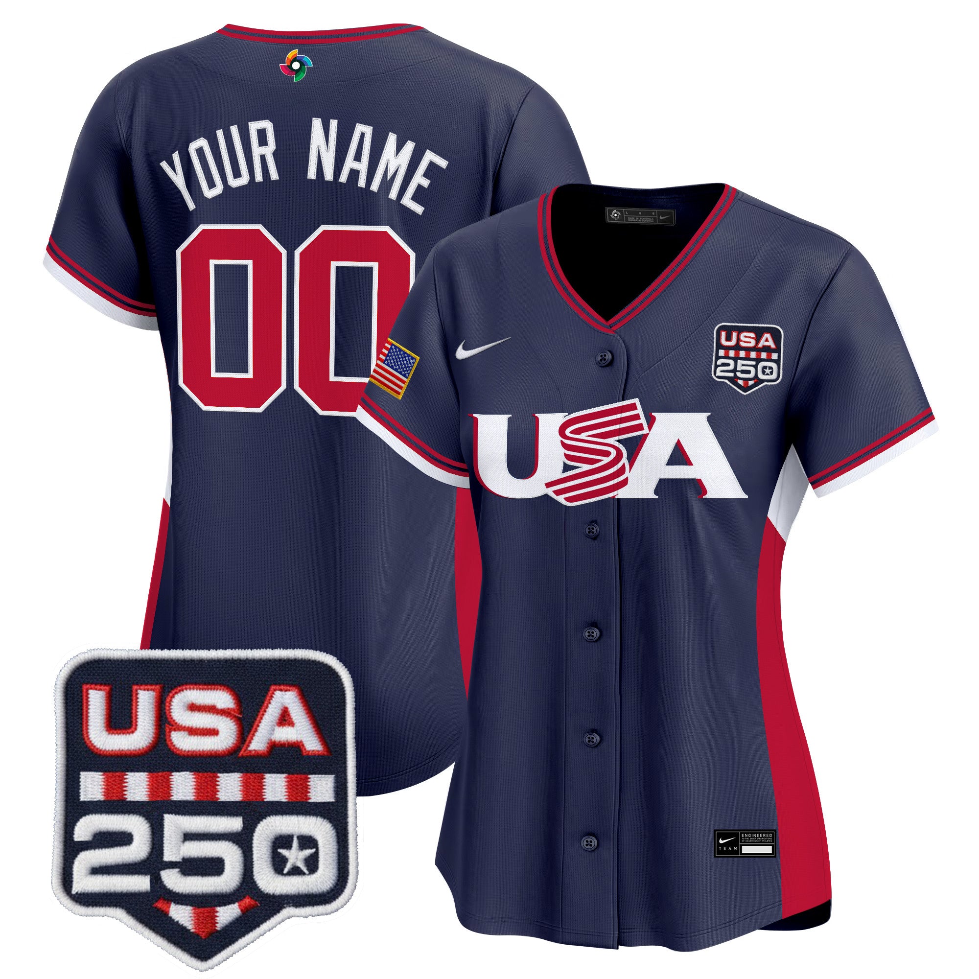 Team USA World Baseball Classic 250America Patch Vapor Premier Custom Jersey - All Stitched