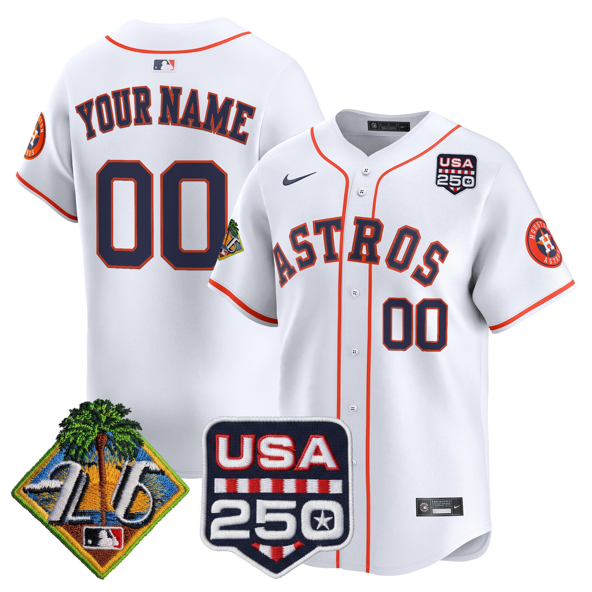 Houston Astros 2026 Spring Training & 250America Patch Vapor Premier Limited Custom Jersey - All Stitched
