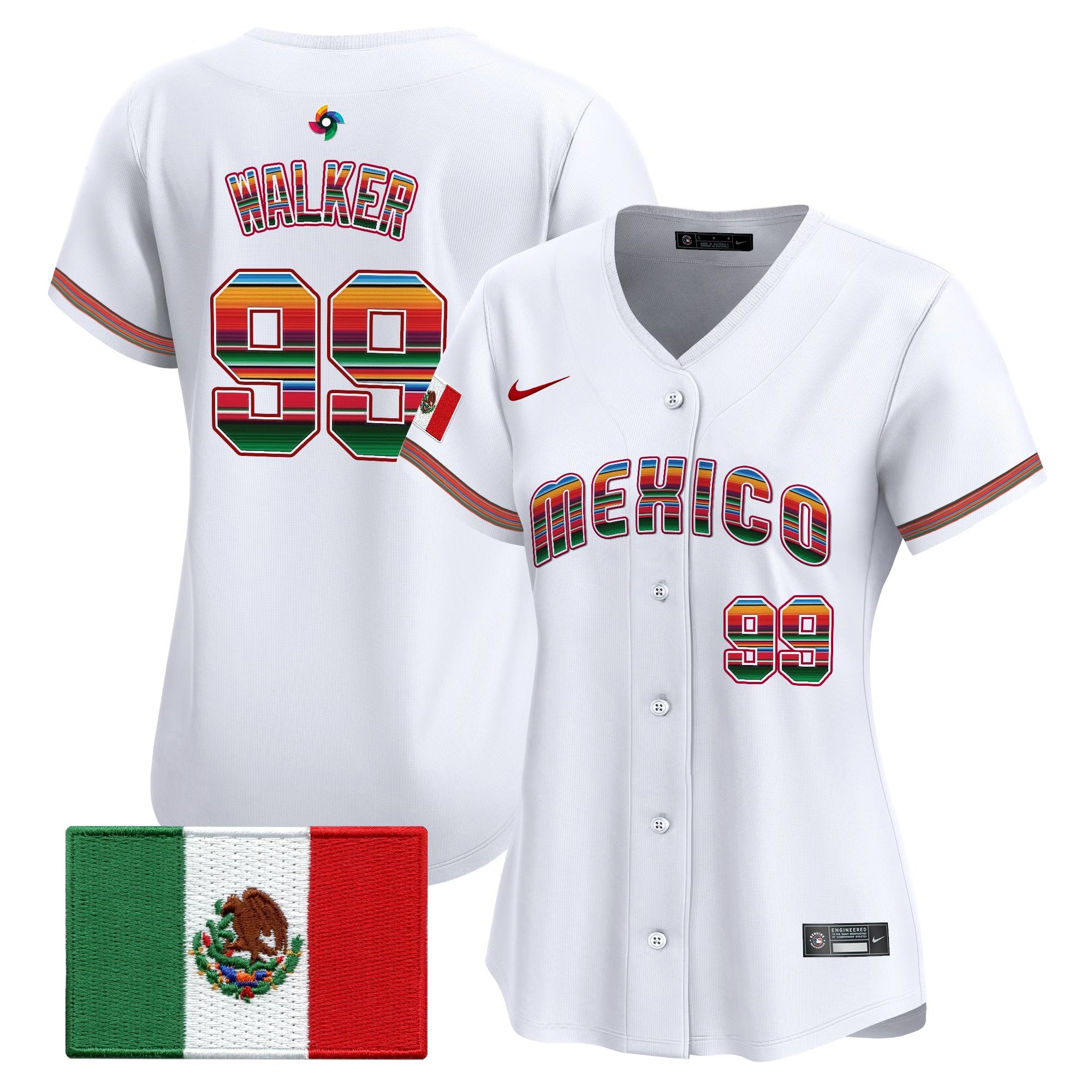 Women's Team Mexico World Baseball Classic "Serape Edition" Vapor Premier Jersey - 2026 Roster - All Stitched