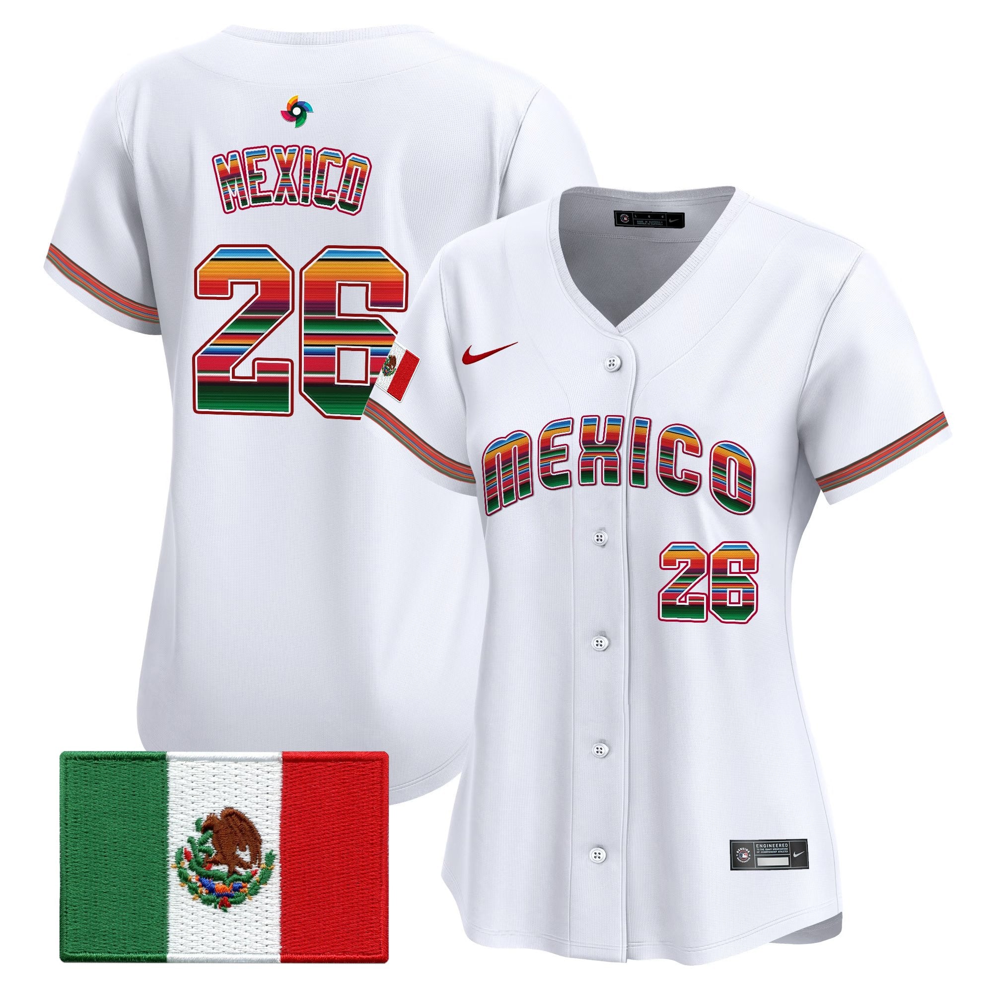 Women's Team Mexico World Baseball Classic "Serape Edition" Vapor Premier Jersey - 2026 Roster - All Stitched