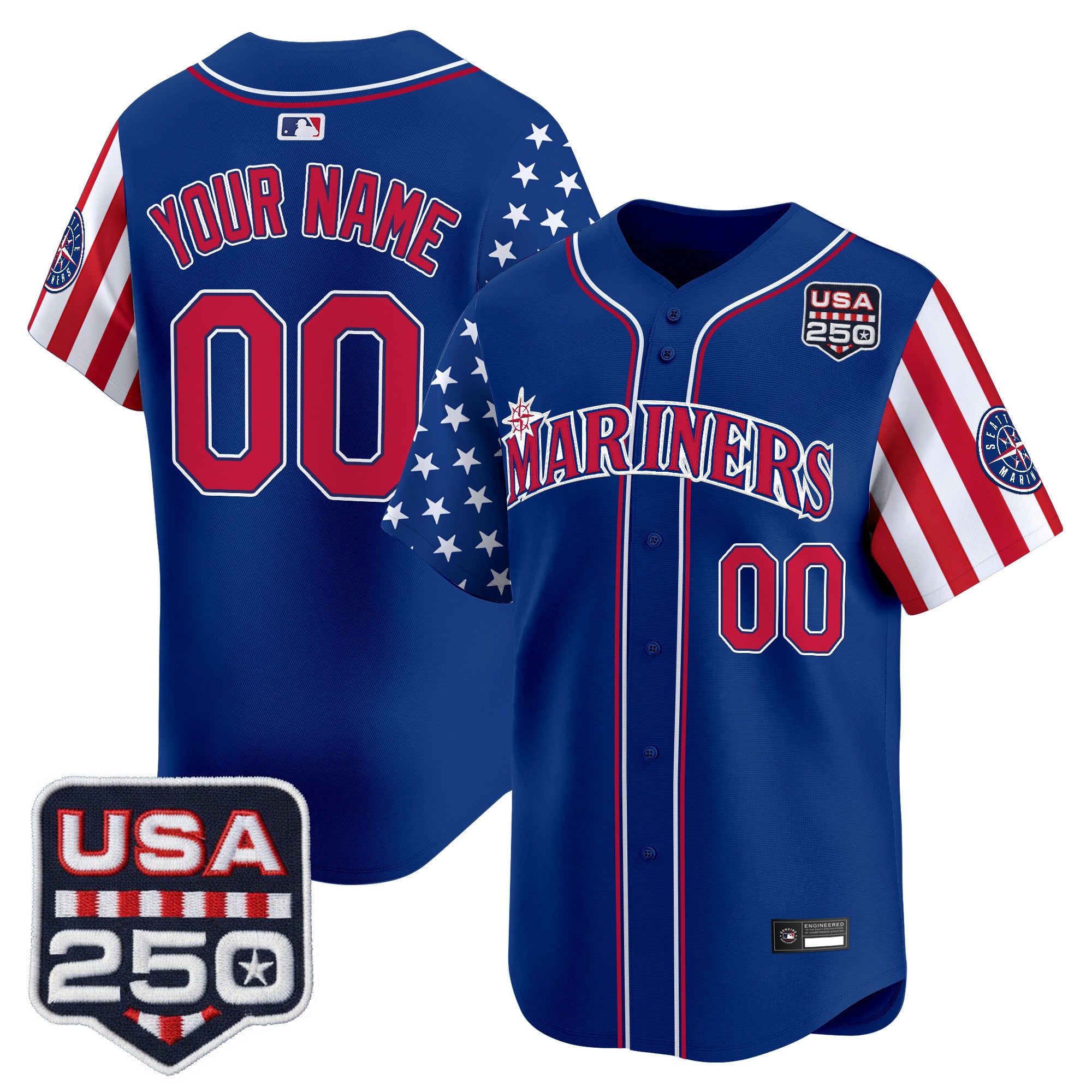 Seattle Mariners "America250 Edition" Vapor Premier Limited Custom Jersey - All Stitched