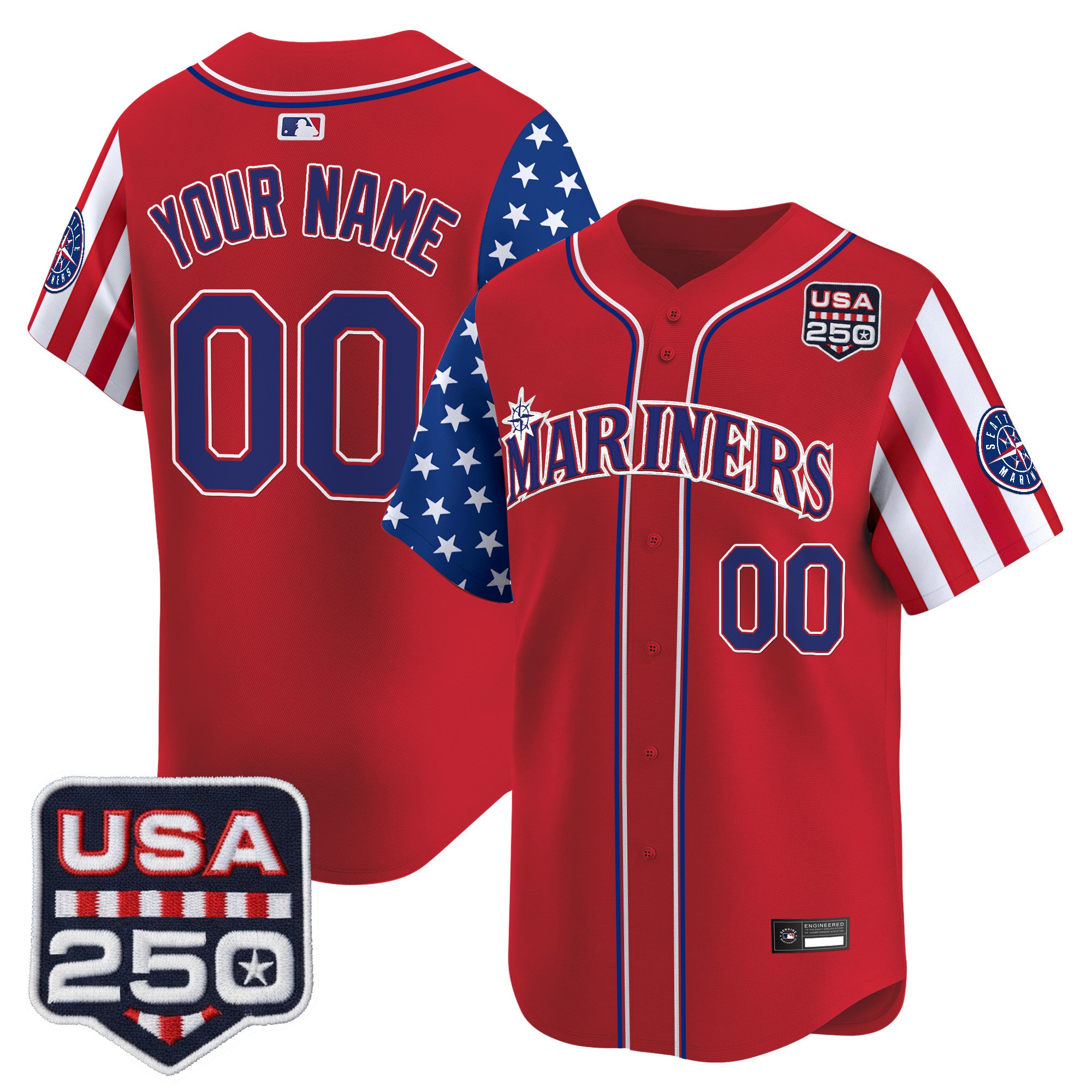 Seattle Mariners "America250 Edition" Vapor Premier Limited Custom Jersey - All Stitched