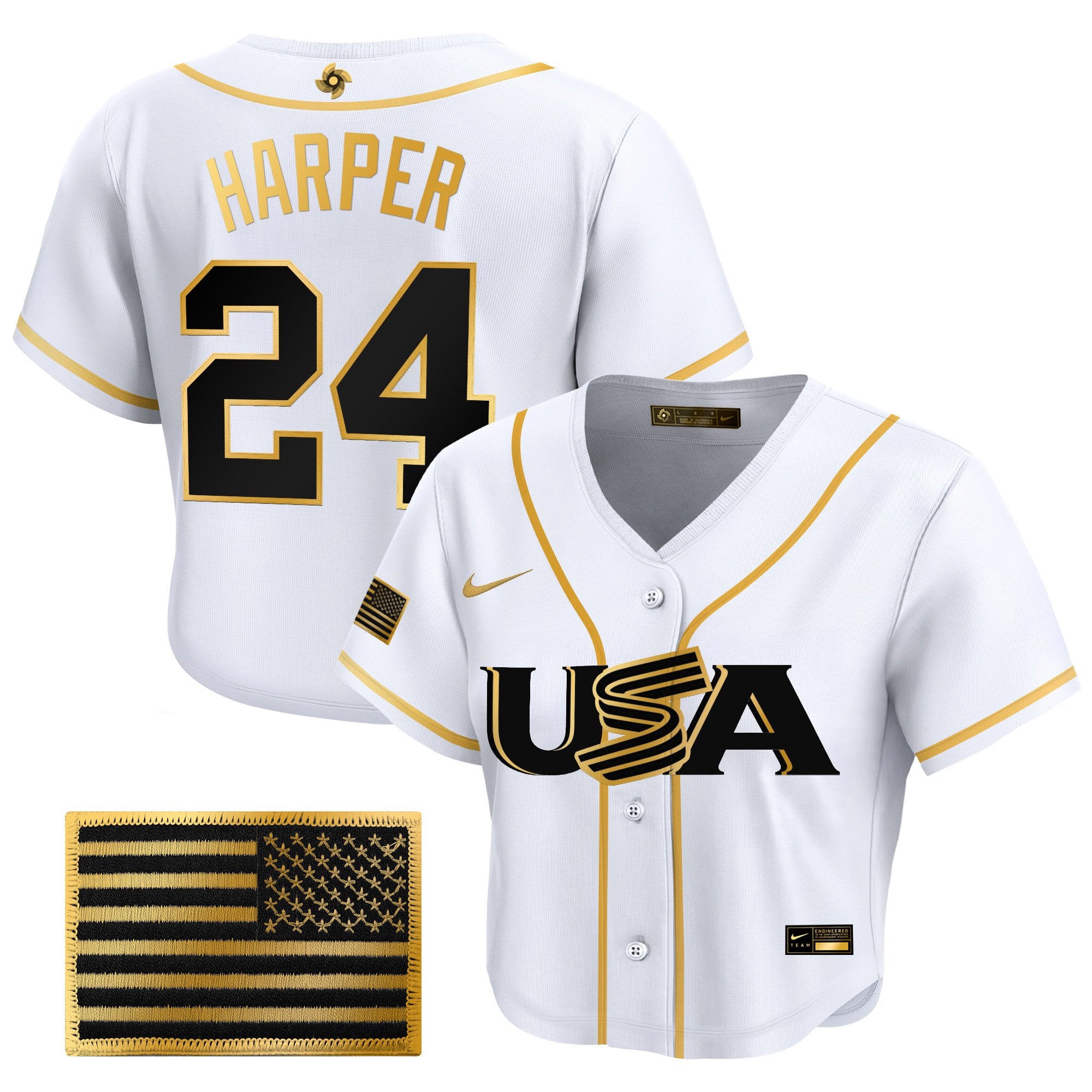 Women's Team USA World Baseball Classic Crop Top Baseball Jersey - All Stitched