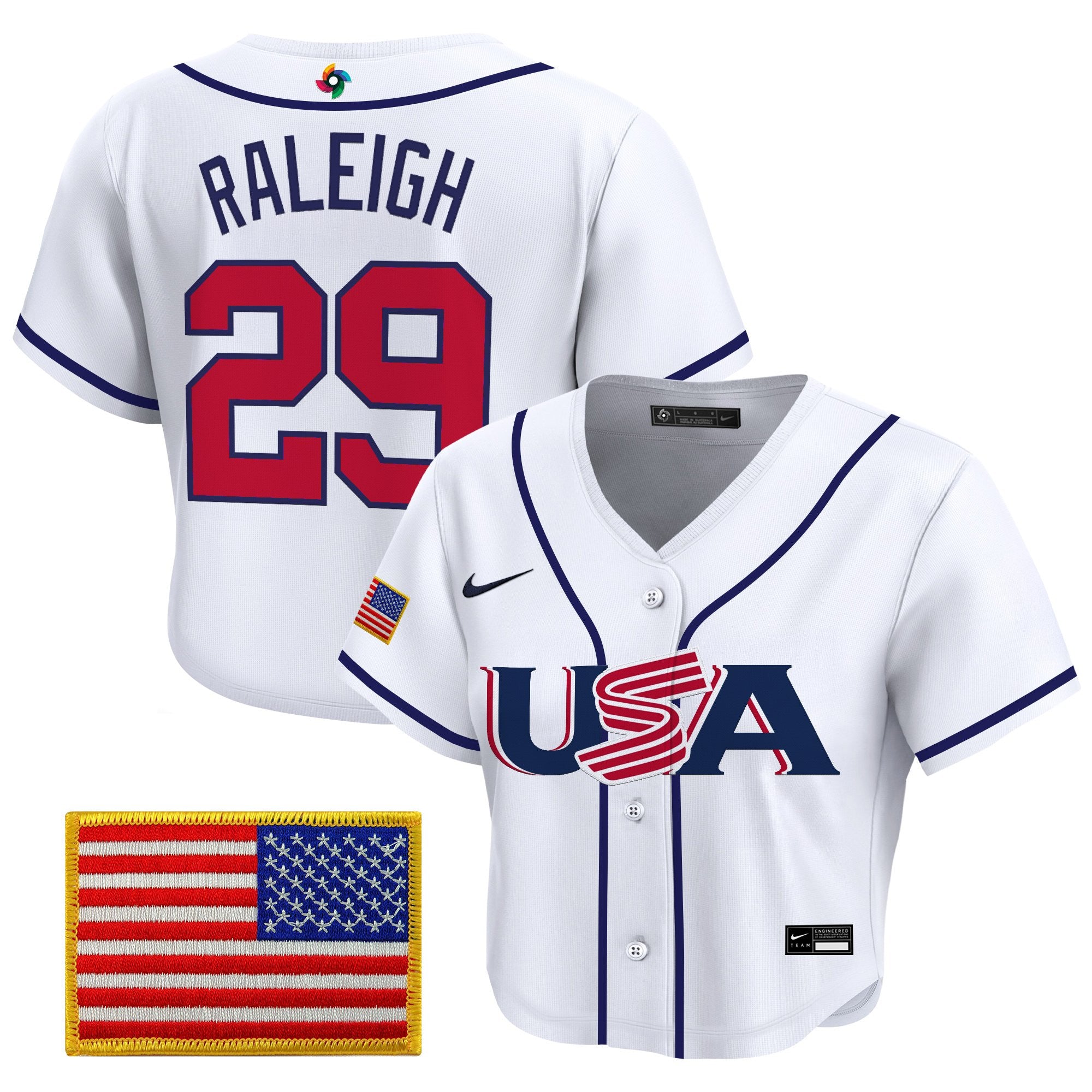 Women's Team USA World Baseball Classic Crop Top Baseball Jersey - All Stitched