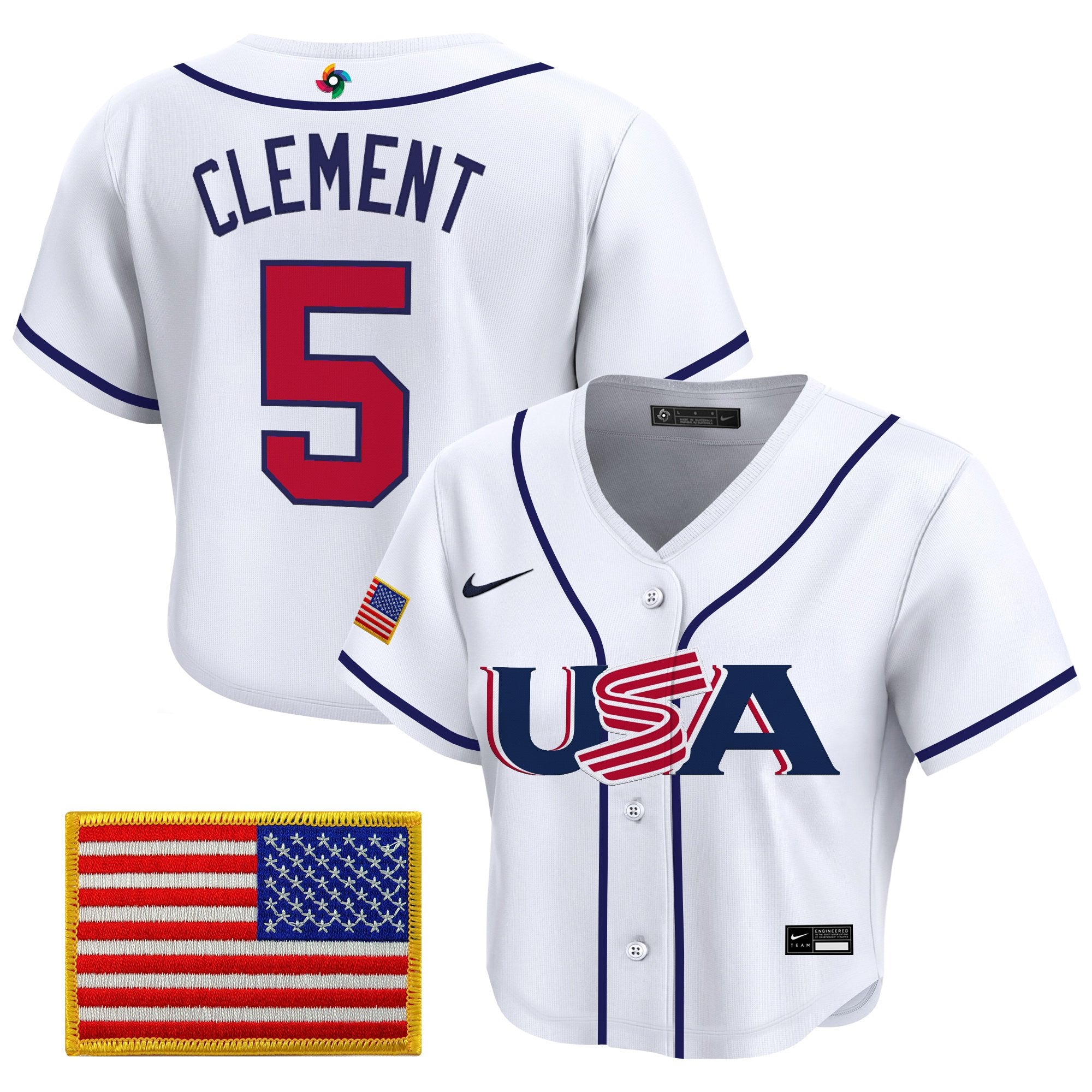 Women's Team USA World Baseball Classic Crop Top Baseball Jersey - All Stitched