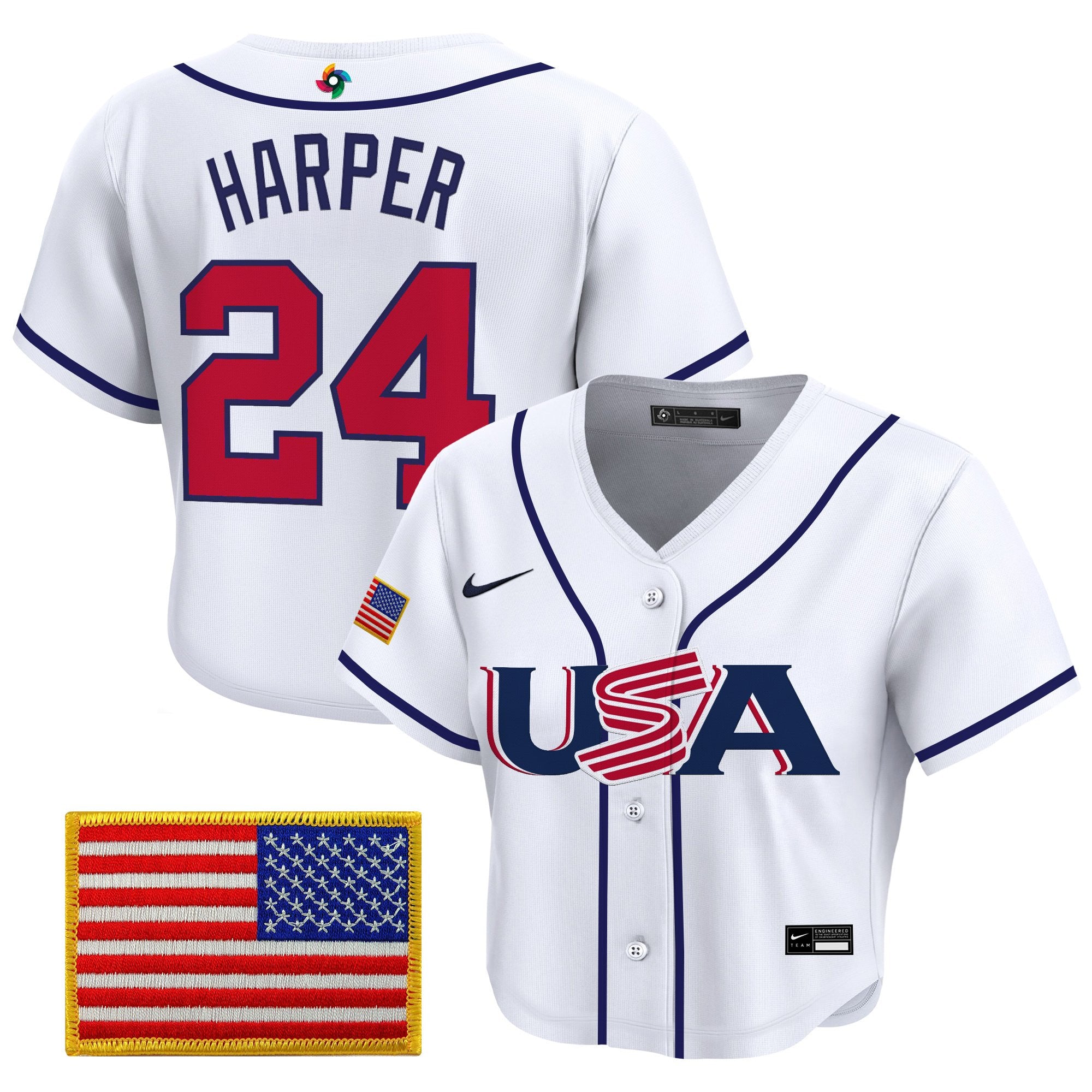 Women's Team USA World Baseball Classic Crop Top Baseball Jersey - All Stitched