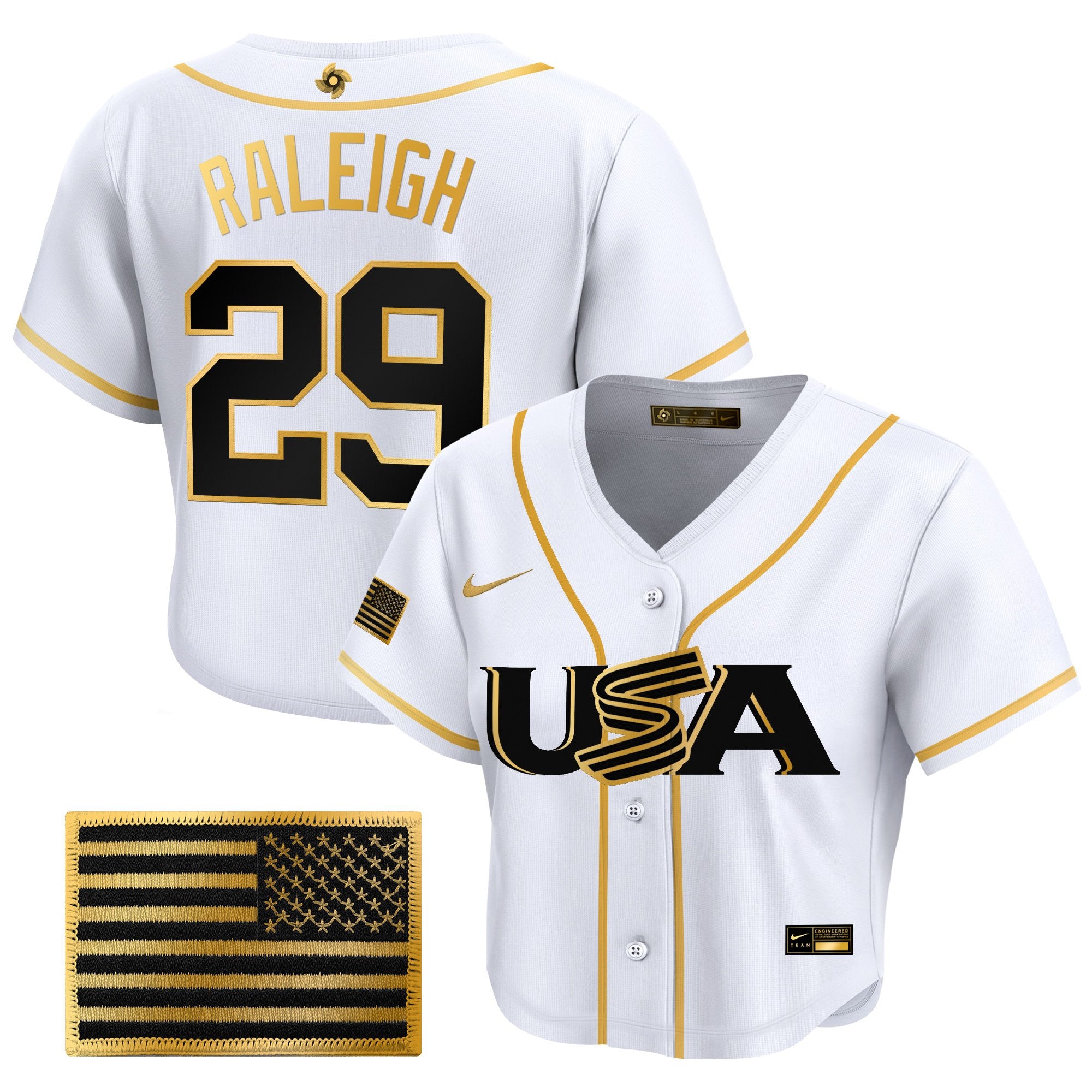 Women's Team USA World Baseball Classic Crop Top Baseball Jersey - All Stitched