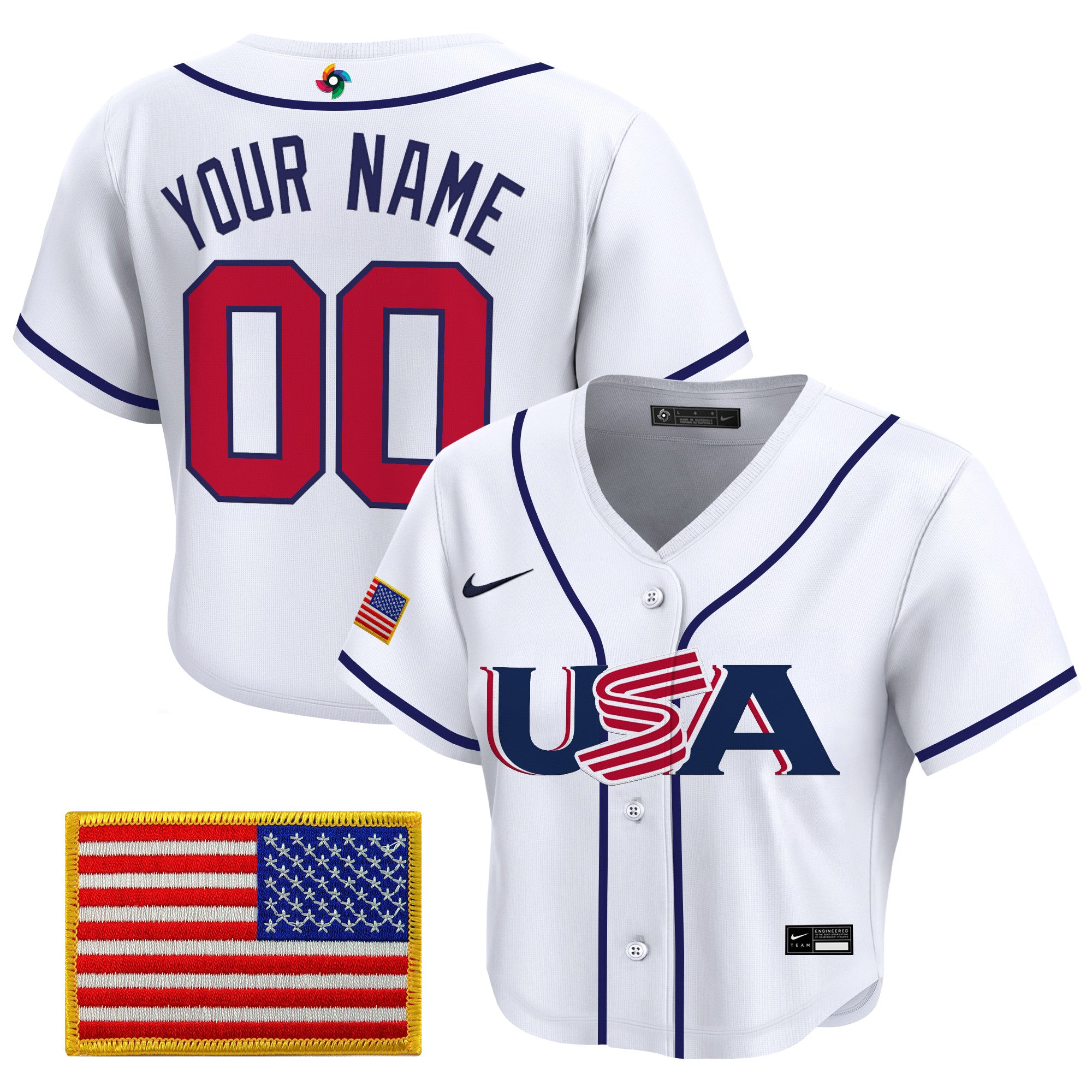 Women's Team USA World Baseball Classic Crop Top Baseball Custom Jersey - All Stitched