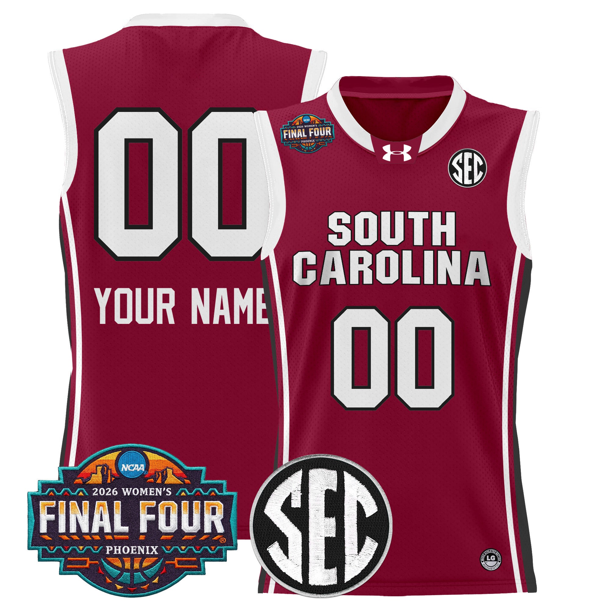 South Carolina Gamecocks 2026 Women's Tournament Final Four Custom Basketball Jersey - All Stitched