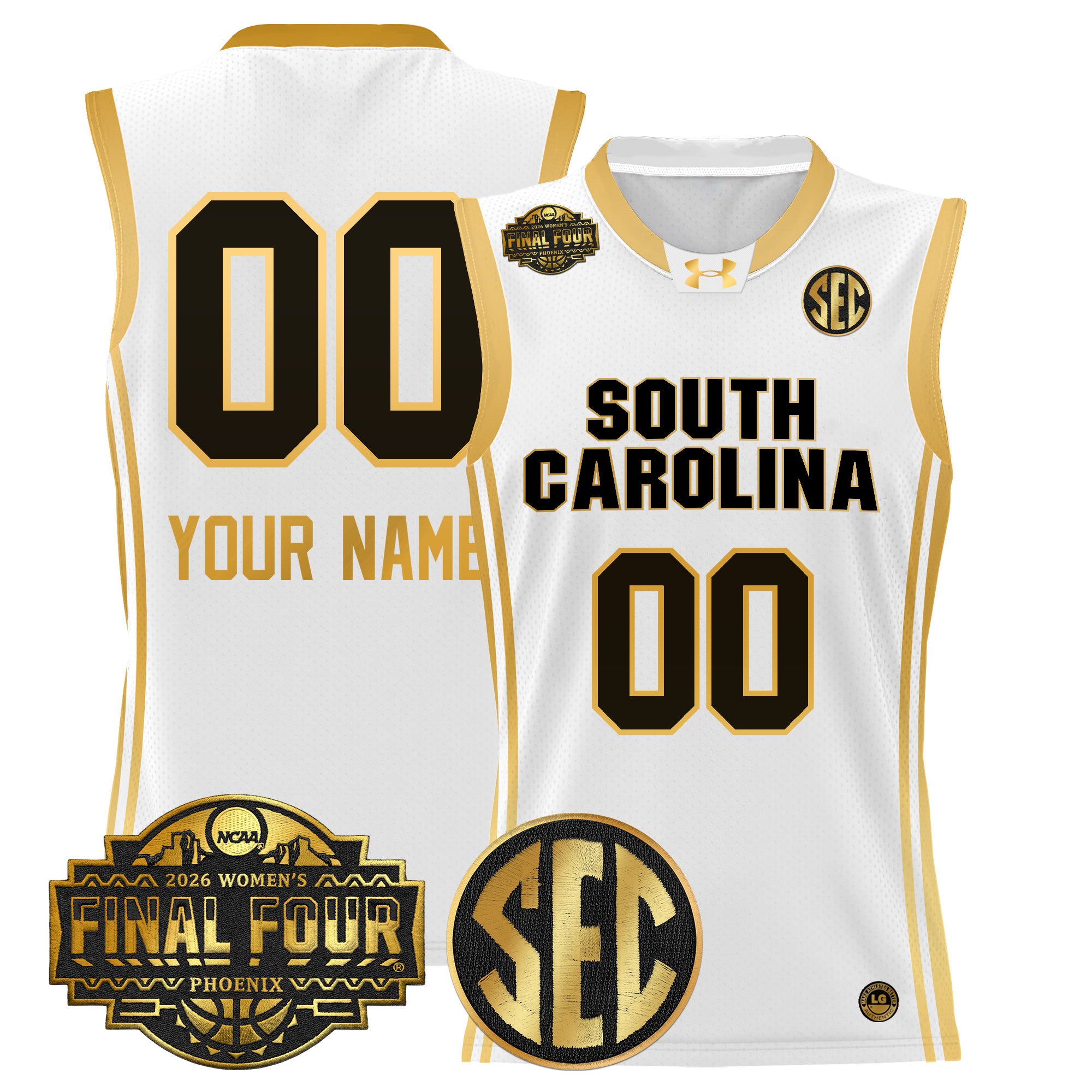 South Carolina Gamecocks 2026 Women's Tournament Final Four Custom Basketball Jersey - All Stitched