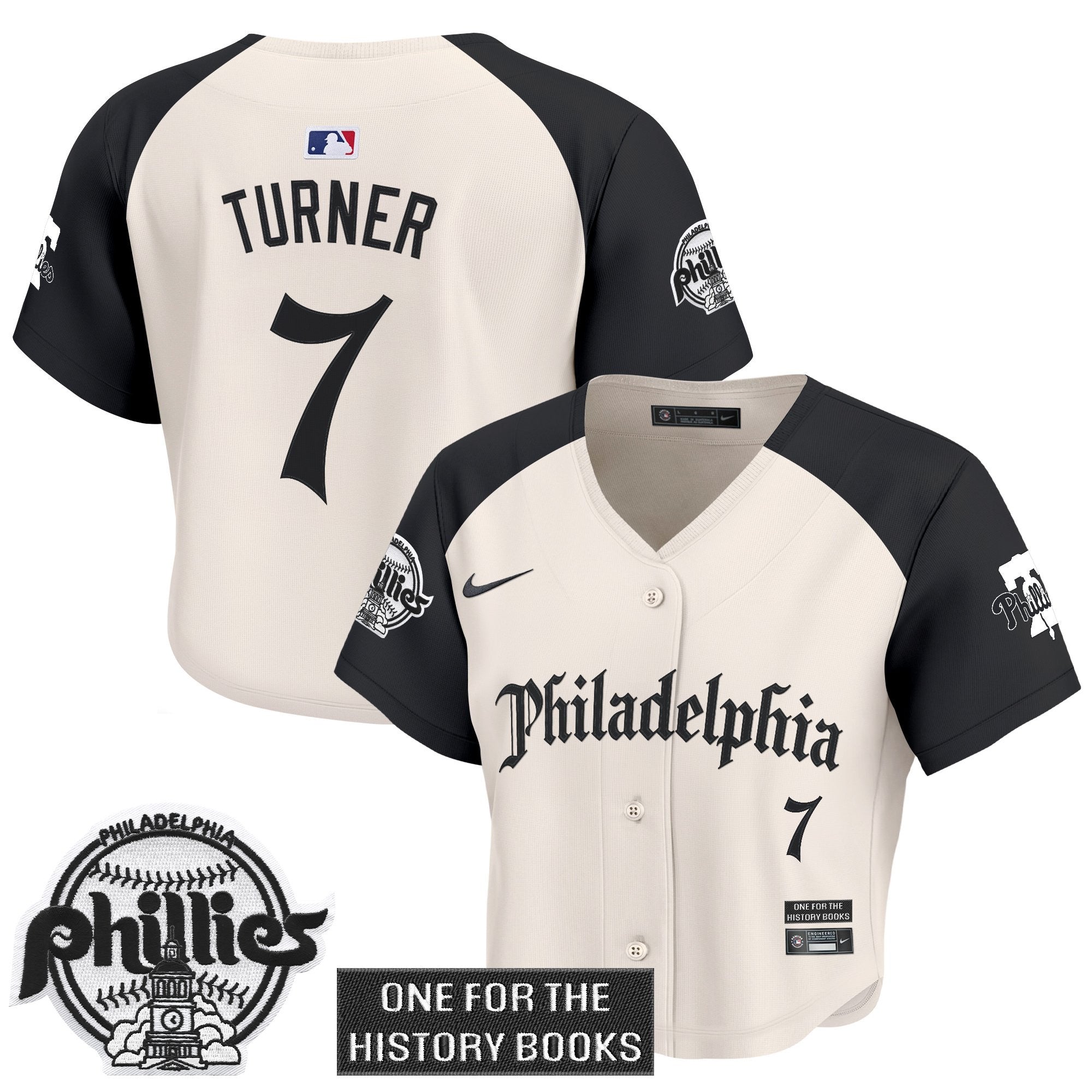 Women's Phillies 'Retro Newspaper Edition' Crop Top Baseball Jersey - All Stitched