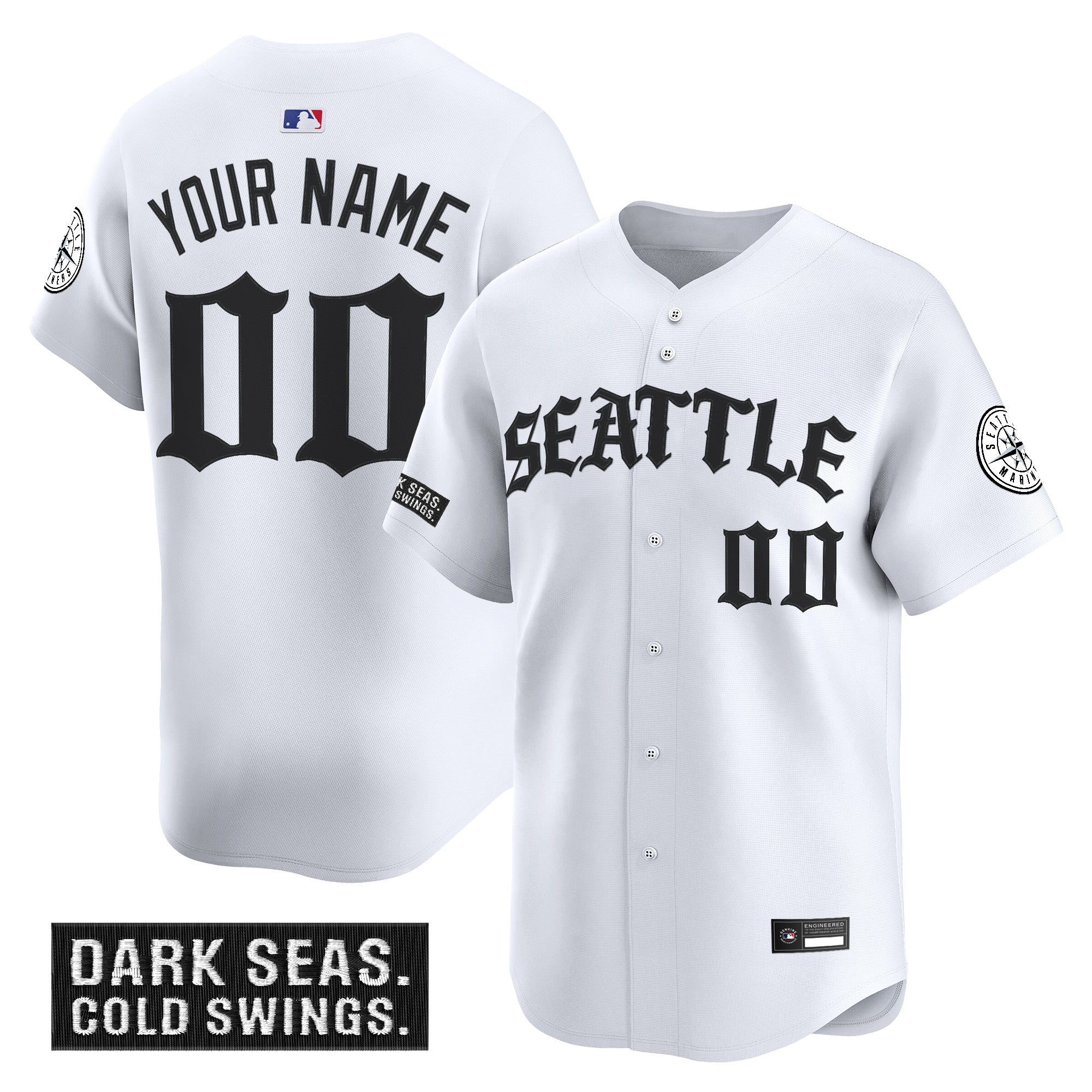 Seattle Mariners 'Old English Edition' Vapor Premier Limited Custom Jersey - All Stitched