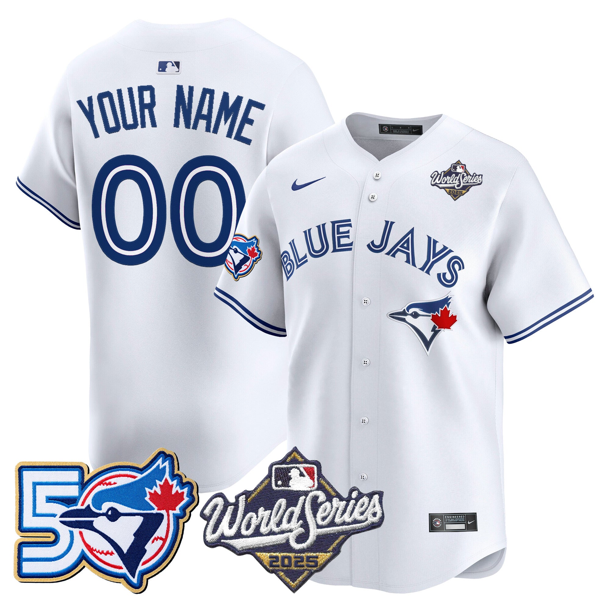 Toronto Blue Jays 2025 World Series Vapor Premier Limited Custom Jersey - 50 Seasons Patch - All Stitched