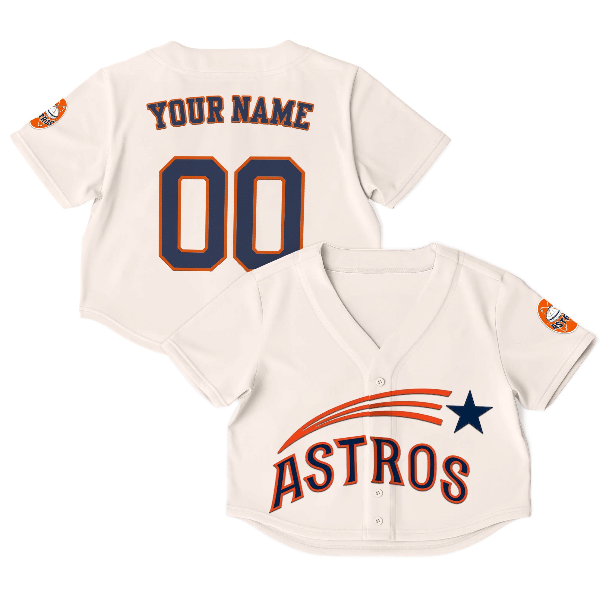 Women's Houston Astros Throwback Crop Top Baseball Custom Jersey - All Stitched