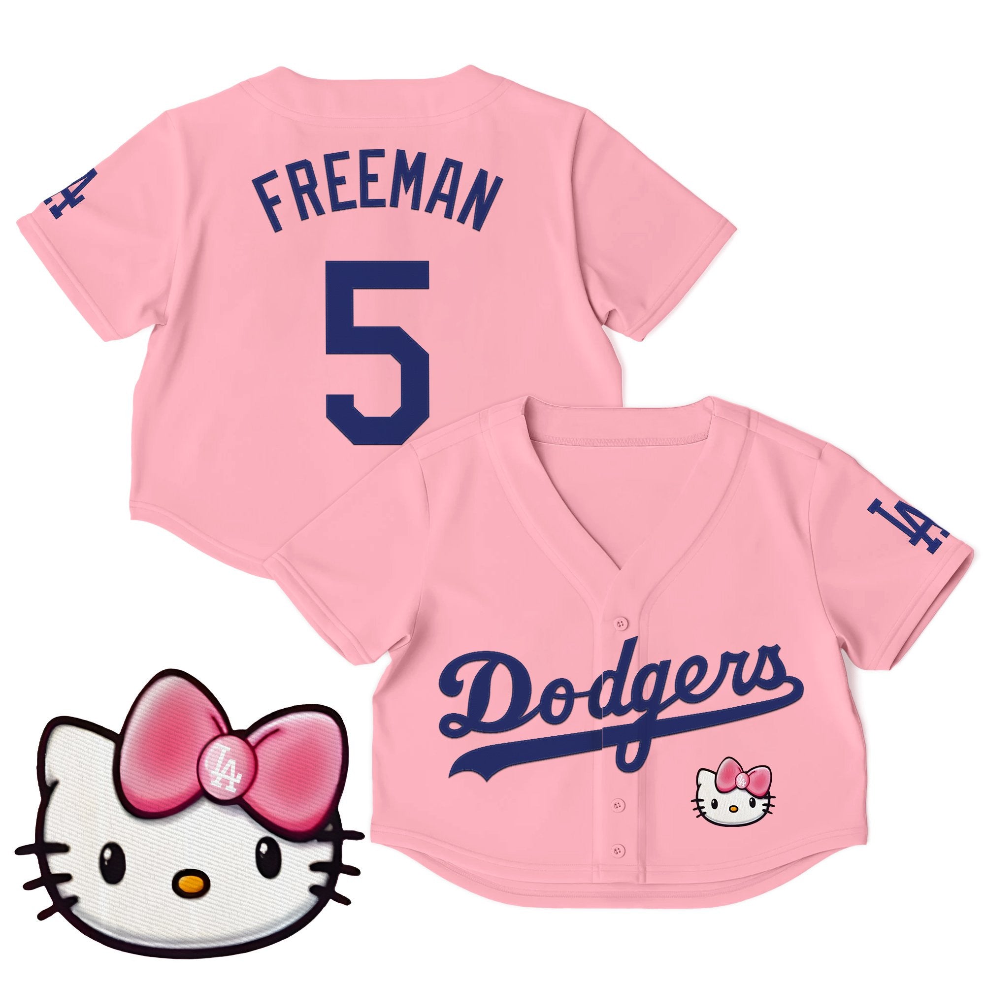 Women's Dodgers Hello Kitty Crop Top Baseball Jersey – All Stitched