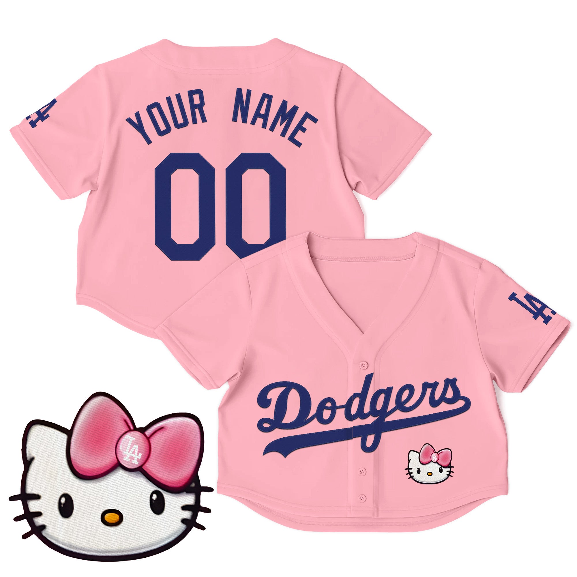 Women's Dodgers Hello Kitty Custom Crop Top Baseball Jersey – All Stitched