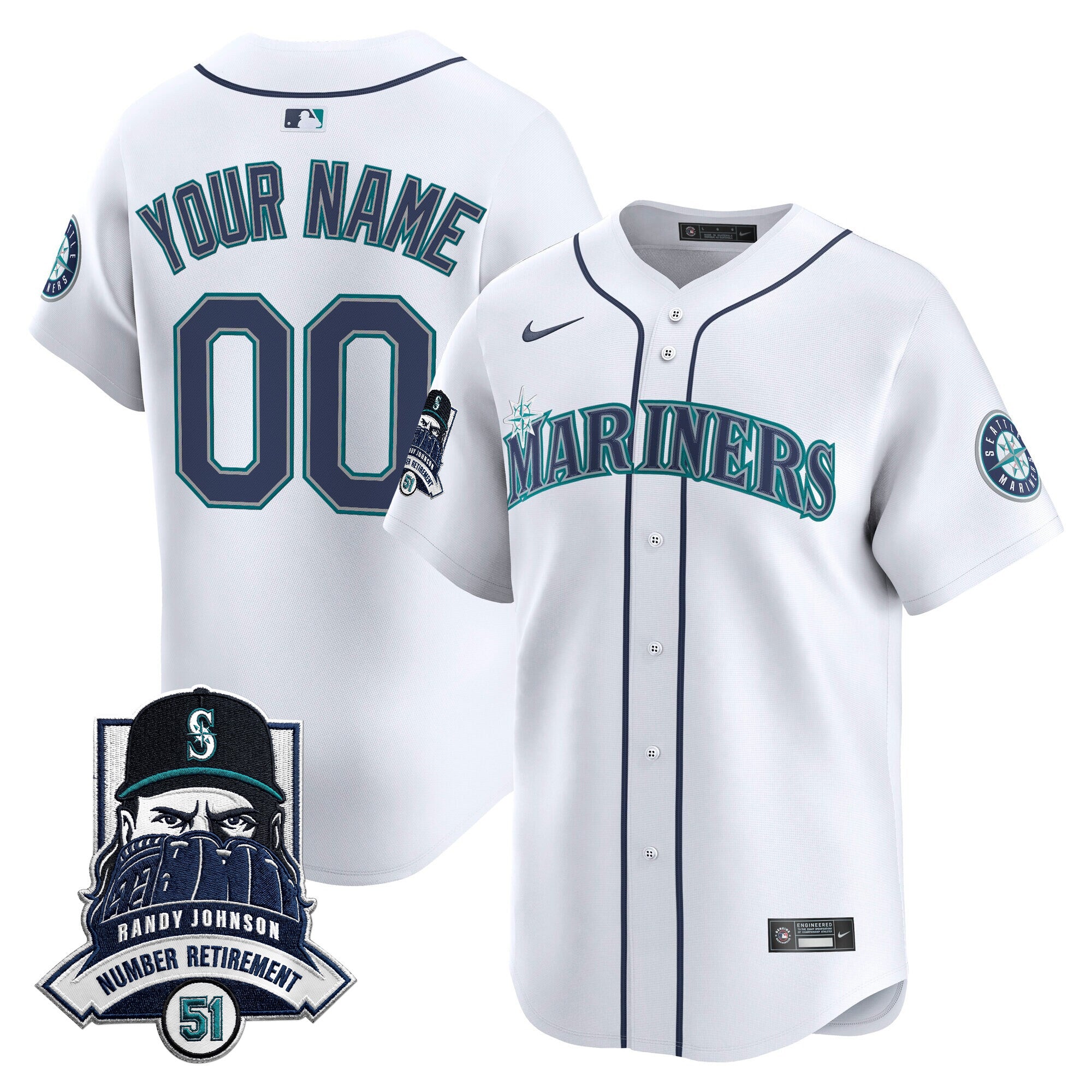 Seattle Mariners Hall-of-Famer Randy Johnson Patch Vapor Premier Limited Custom Jersey - All Stitched