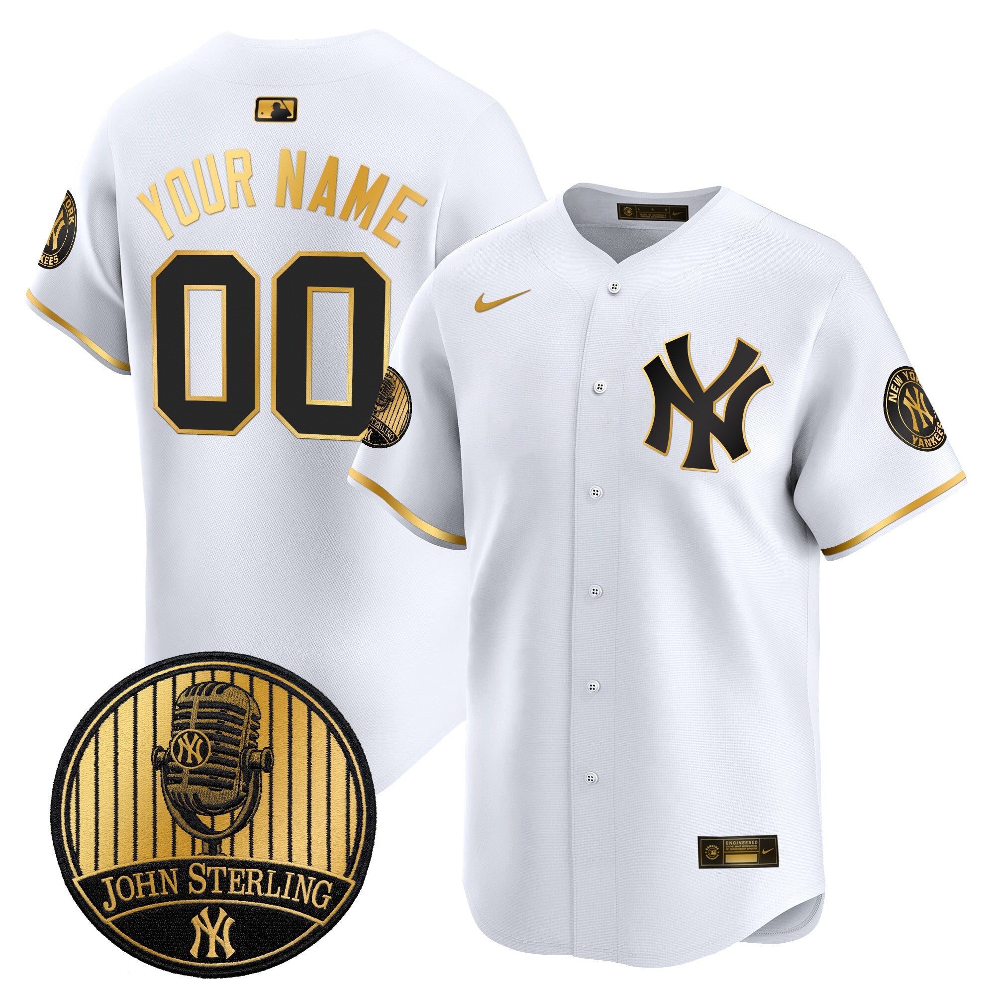 Yankees John Sterling "The Voice of the Yankees" Tribute Patch Vapor Premier Limited Custom Jersey V2 - All Stitched