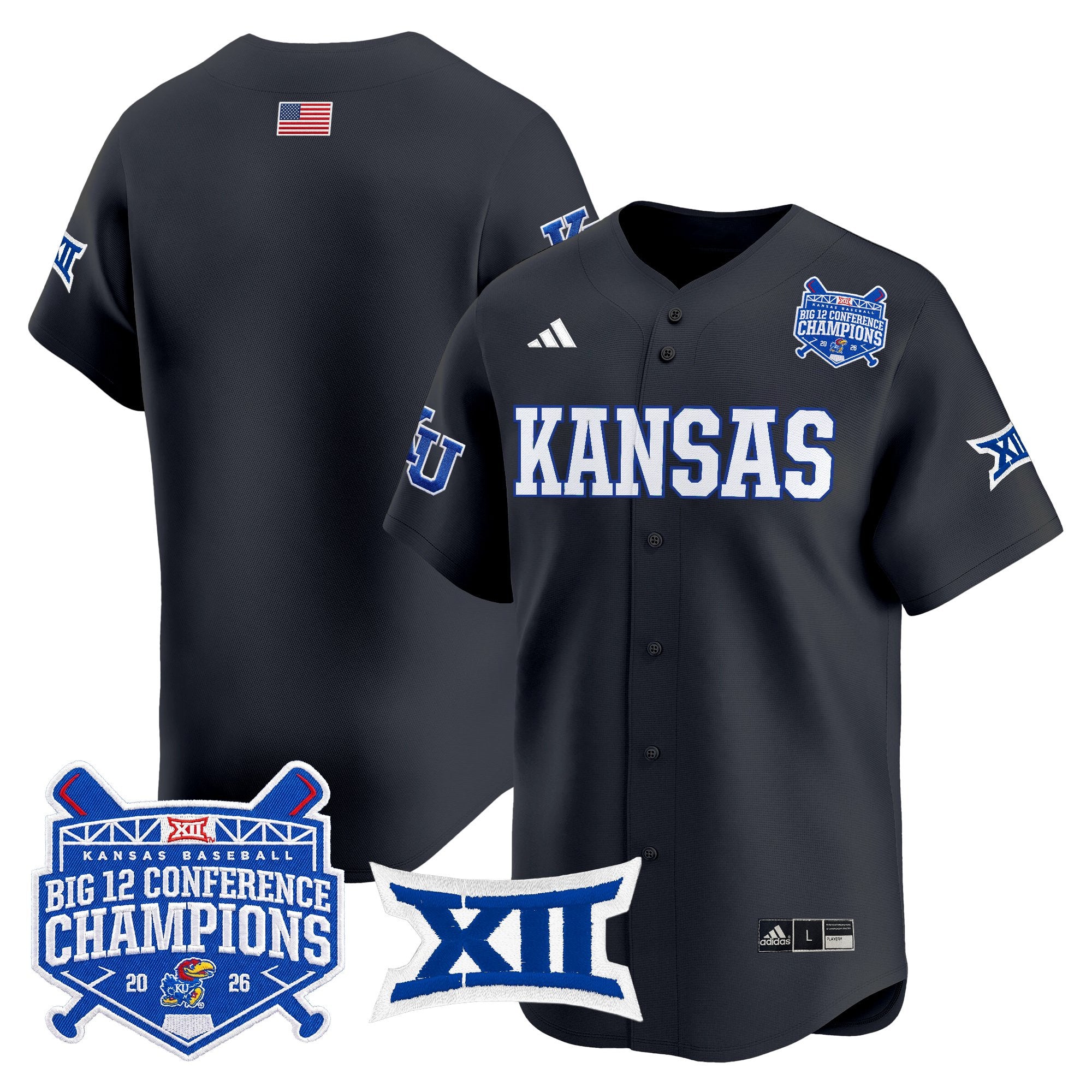 Men's Kansas Jayhawks Baseball Big 12 Conference Champions 2026 Vapor Premier Limited Jersey - All Stitched