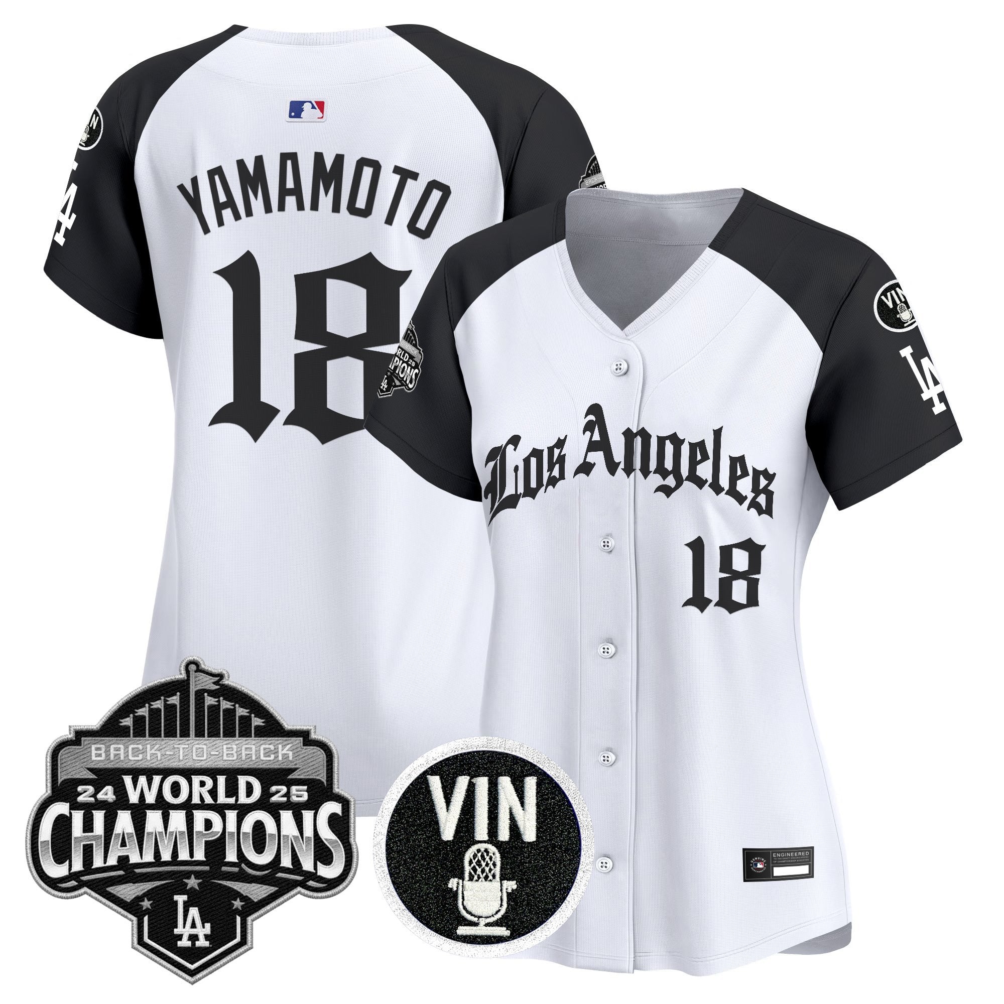 Women's Dodgers 2025 Back-To-Back Champions Vapor Premier Limited Jersey - LA Gothic Edition - All Stitched