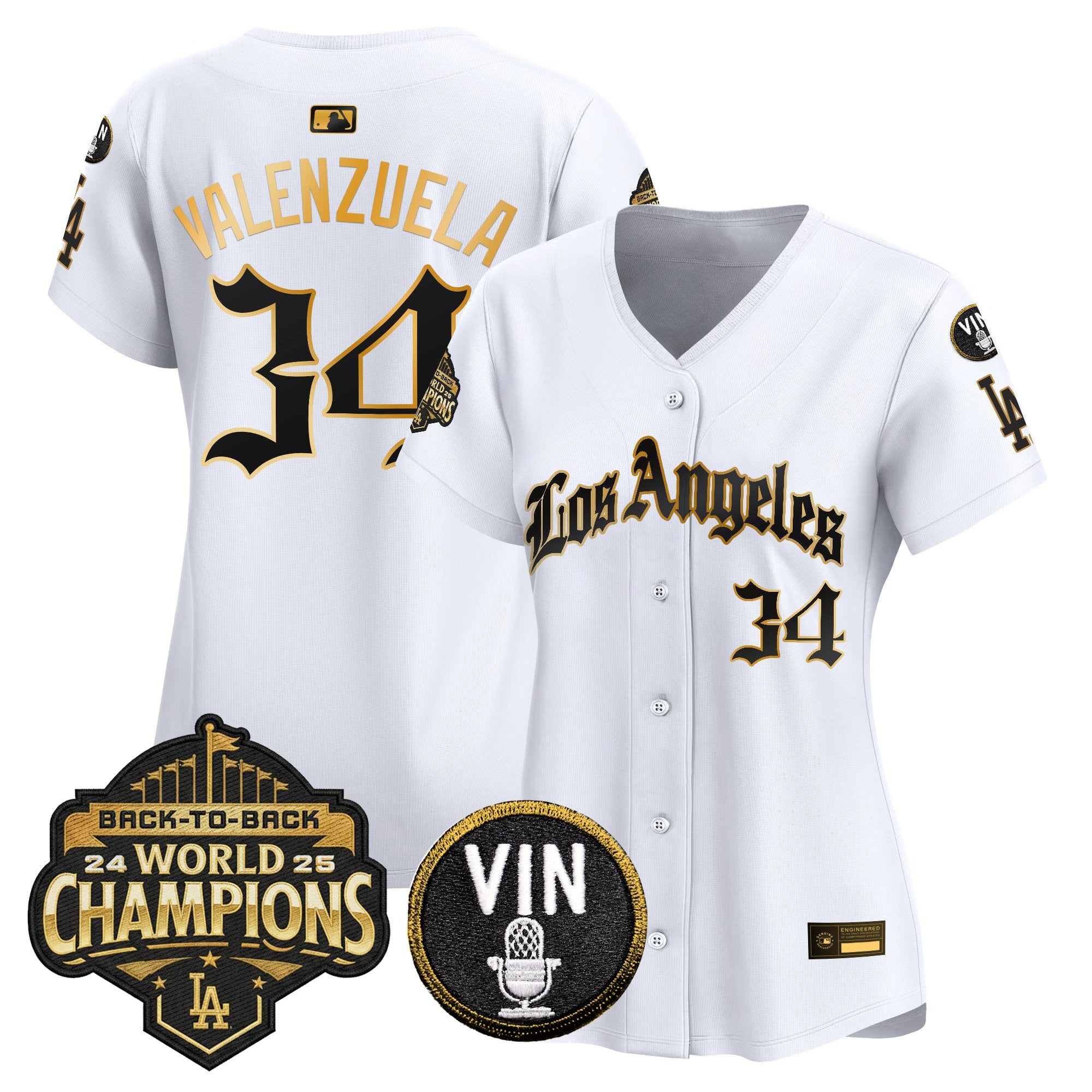 Women's Dodgers 2025 Back-To-Back Champions Vapor Premier Limited Jersey - LA Gothic Edition - All Stitched