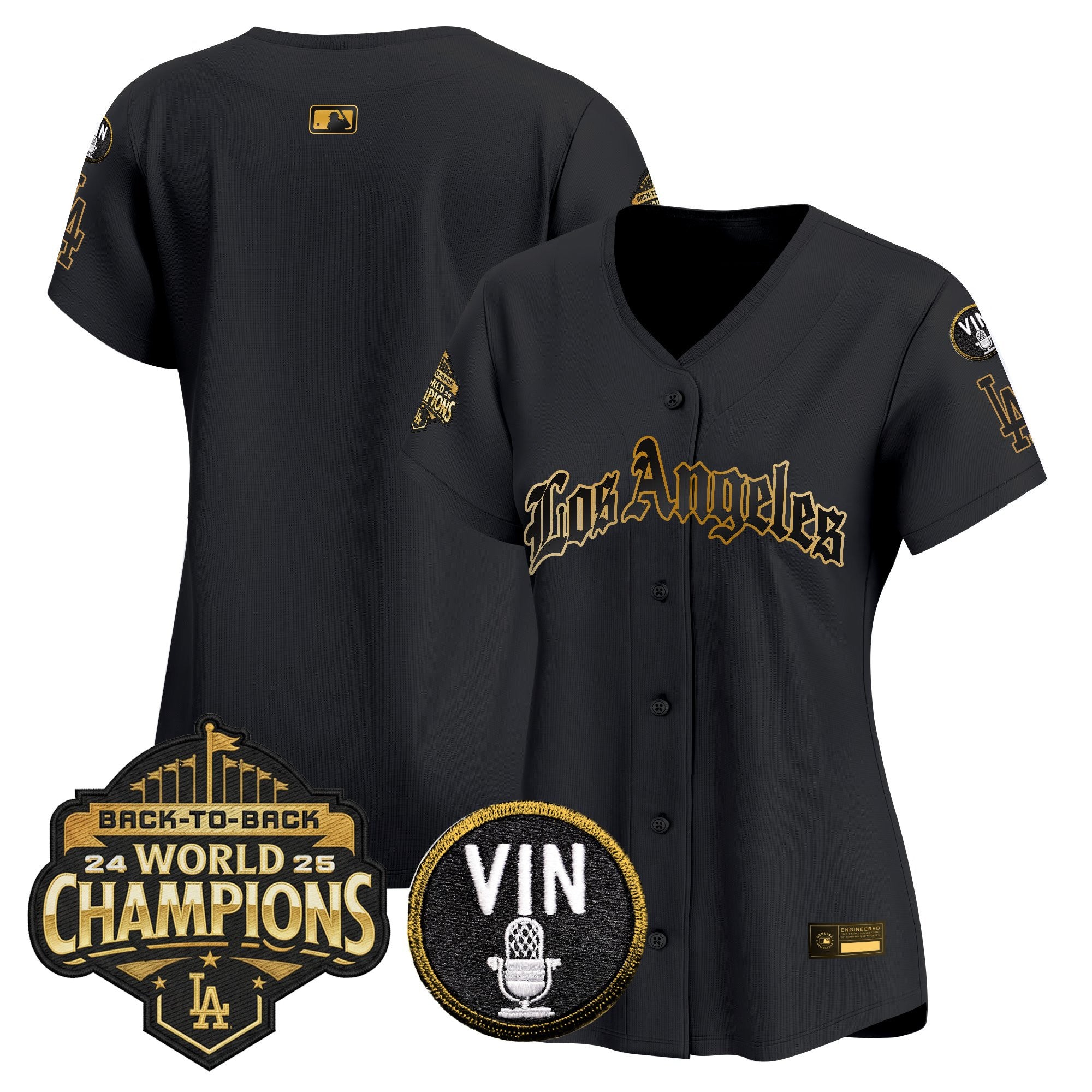 Women's Dodgers 2025 Back-To-Back Champions Vapor Premier Limited Jersey - LA Gothic Edition - All Stitched