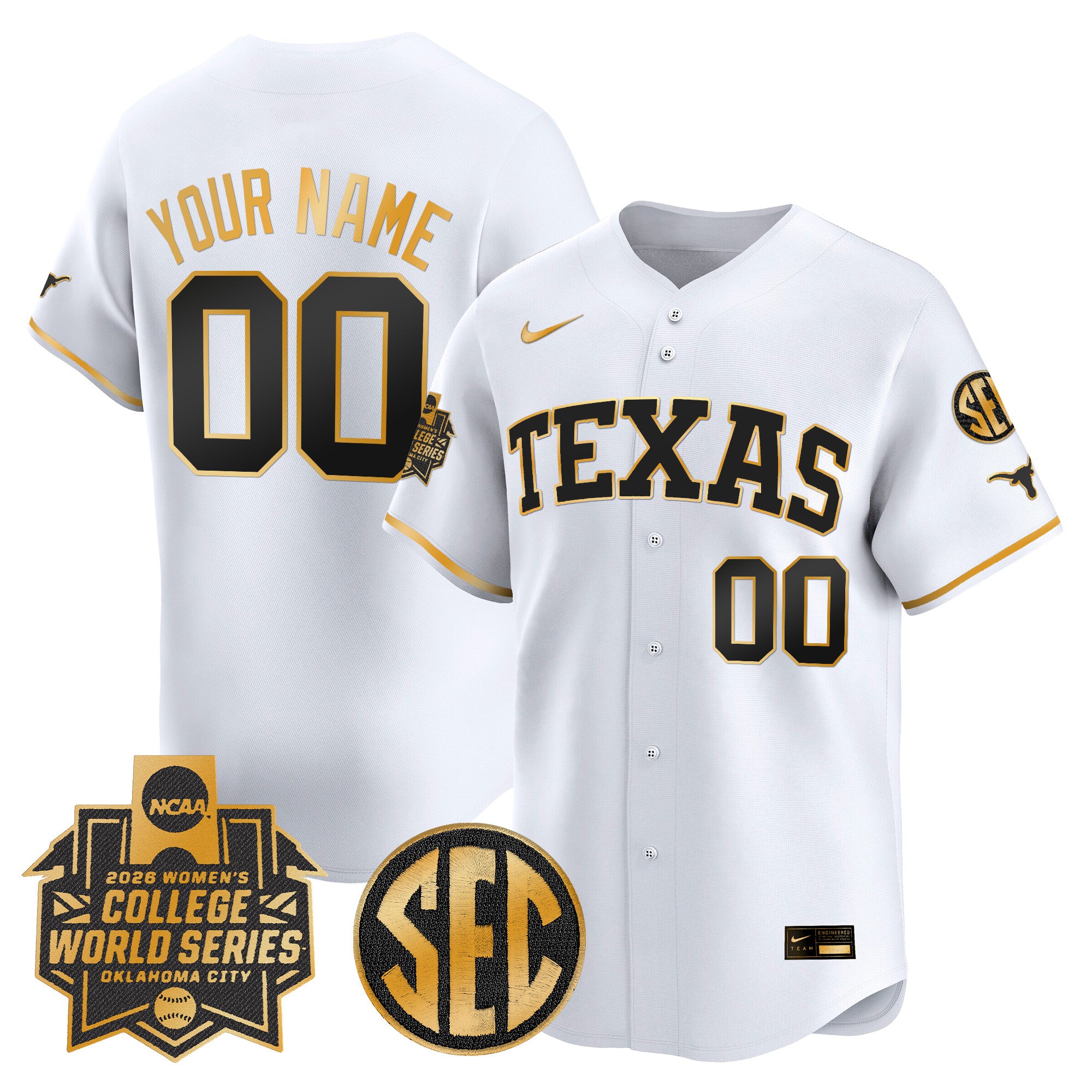 Texas Longhorns Softball 2026 World Series (WCWS) Vapor Premier Limited Custom Jersey - All Stitched