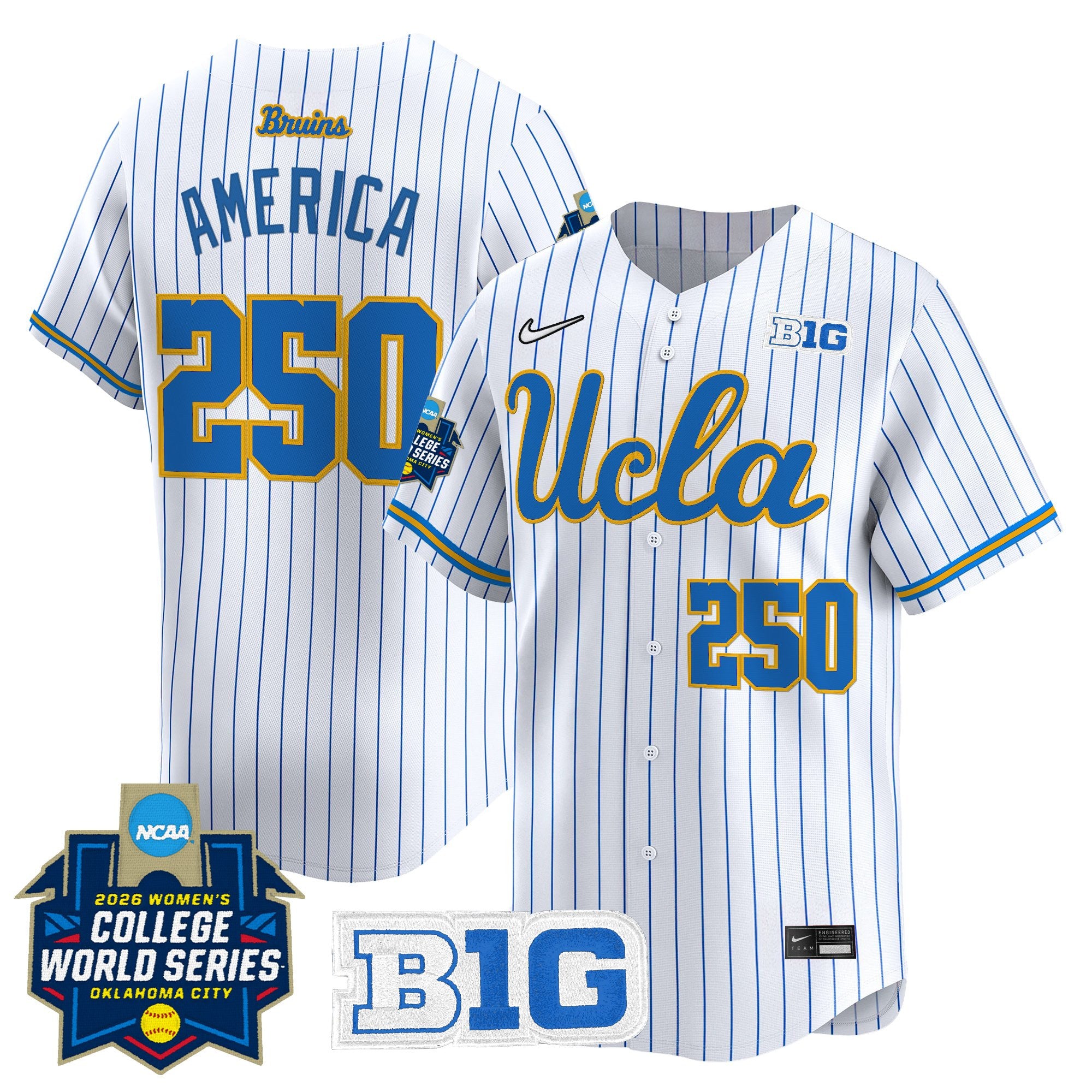 Men's Size - UCLA Bruins Softball 2026 World Series (WCWS) Vapor Premier Limited Jersey - All Stitched