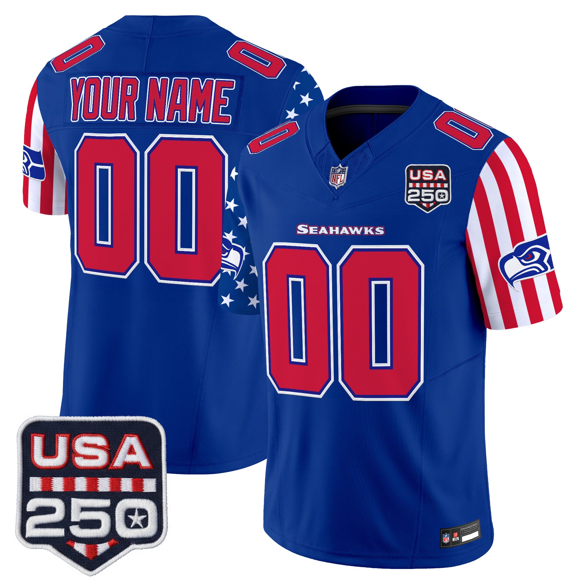 Seattle Seahawks "America 250 Edition" Vapor Limited Custom Jersey - All Stitched