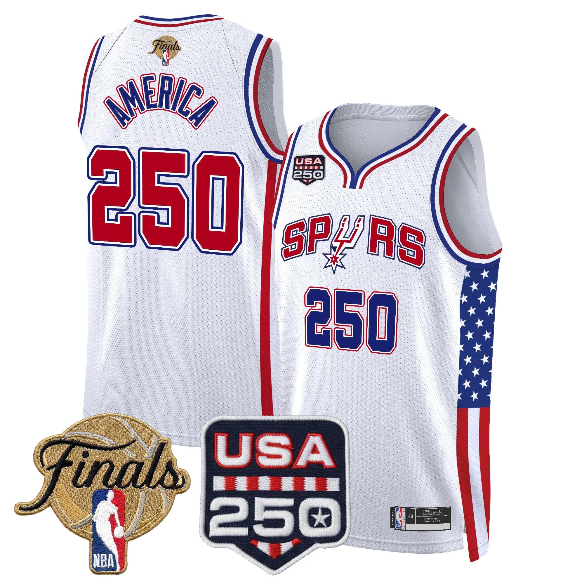 Men's San Antonio Spurs "America 250 Edition" 2026 Finals Patch Swingman Jersey - All Stitched