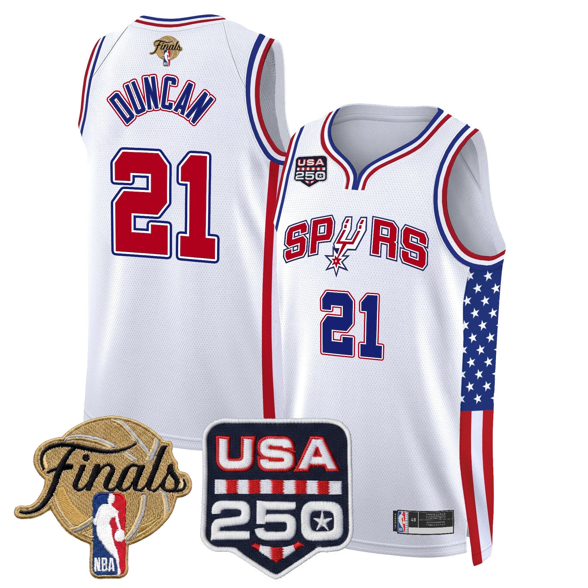 Men's San Antonio Spurs "America 250 Edition" 2026 Finals Patch Swingman Jersey - All Stitched