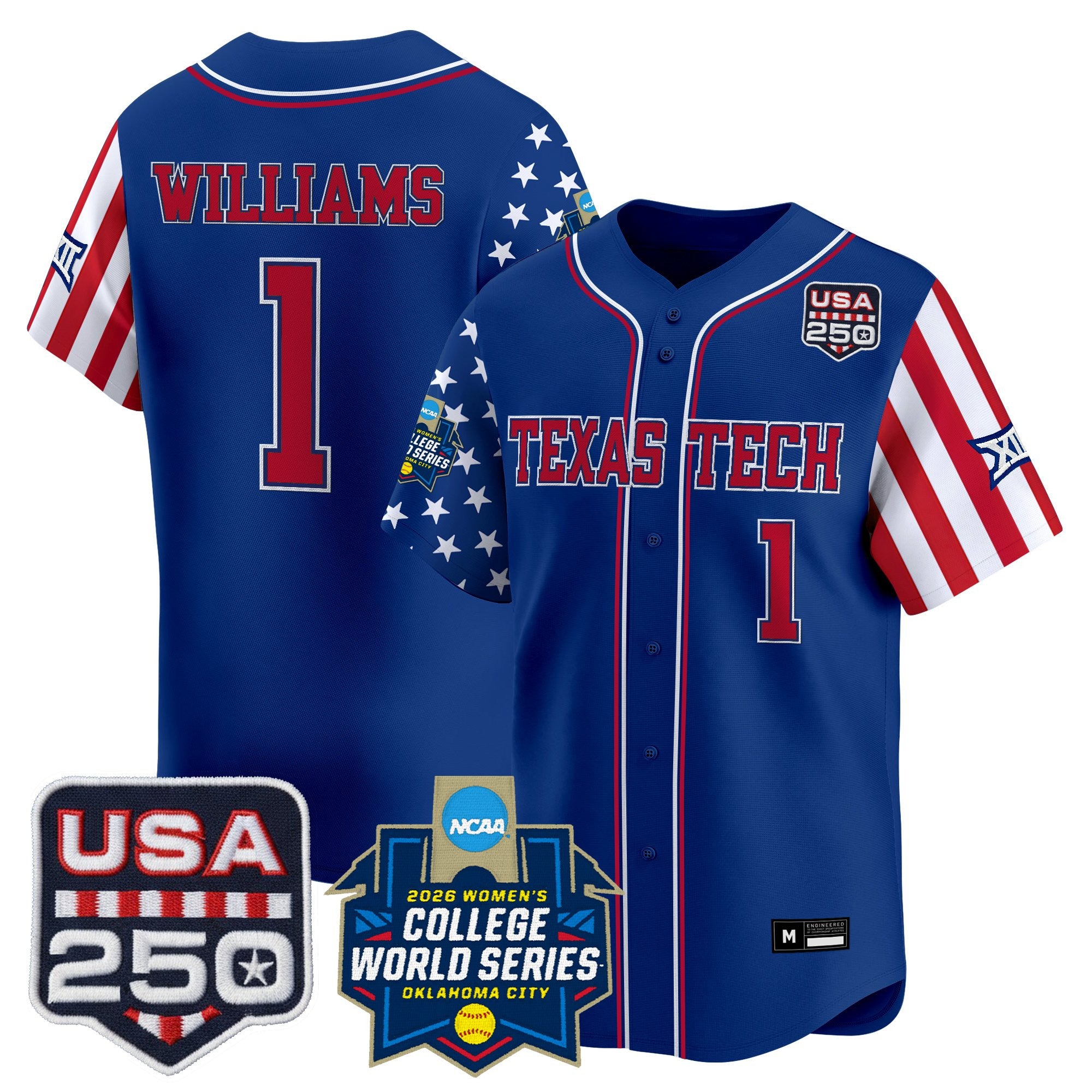 Men's Size - Texas Tech Red Raiders "America 250 Edition" Vapor Premier Limited Jersey - 2026 World Series (WCWS) - All Stitched