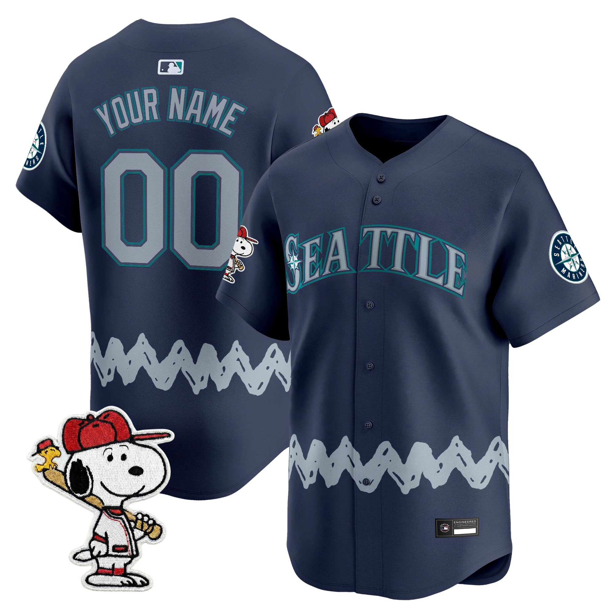 Seattle Mariners x Peanuts Vapor Premier Limited Custom Jersey - Stitched