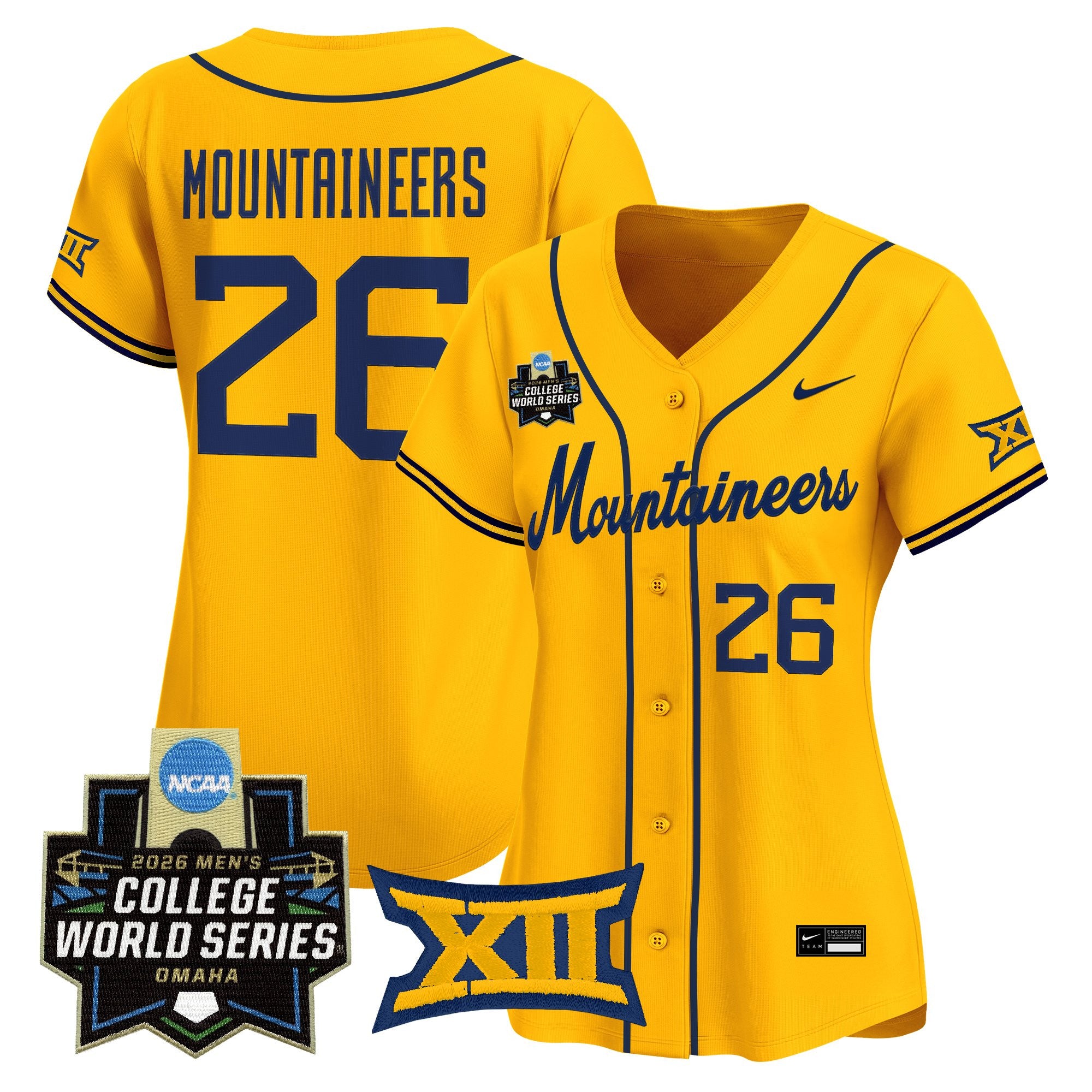 Women's West Virginia Mountaineers 2026 World Series Patch Vapor Premier Limited Jersey - All Stitched
