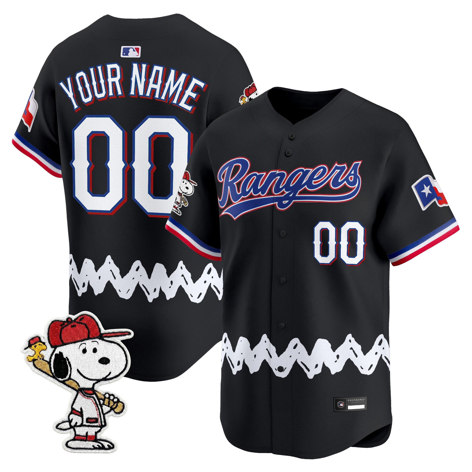 Texas Rangers x Peanuts Vapor Premier Limited Custom Jersey - Stitched