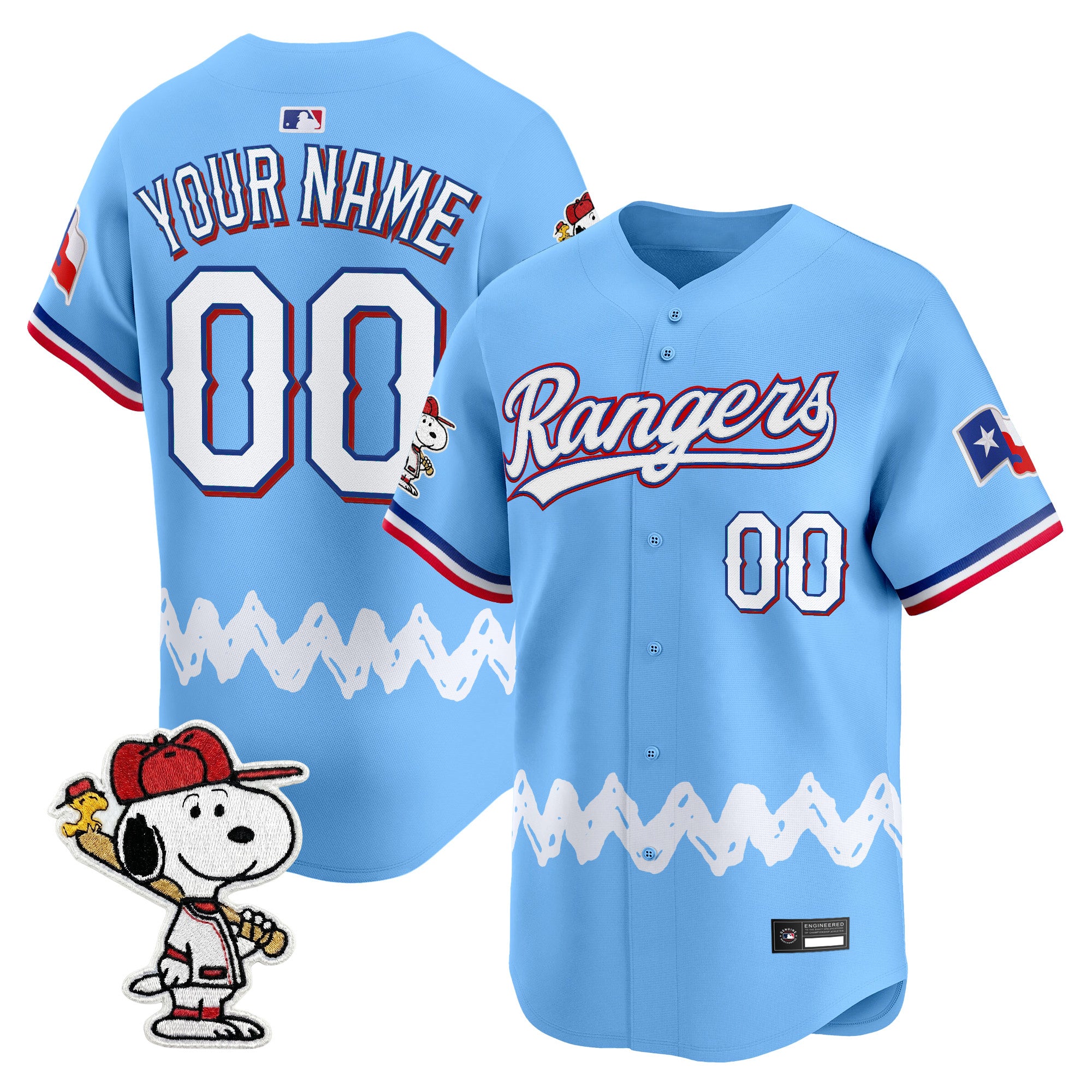 Texas Rangers x Peanuts Vapor Premier Limited Custom Jersey - Stitched