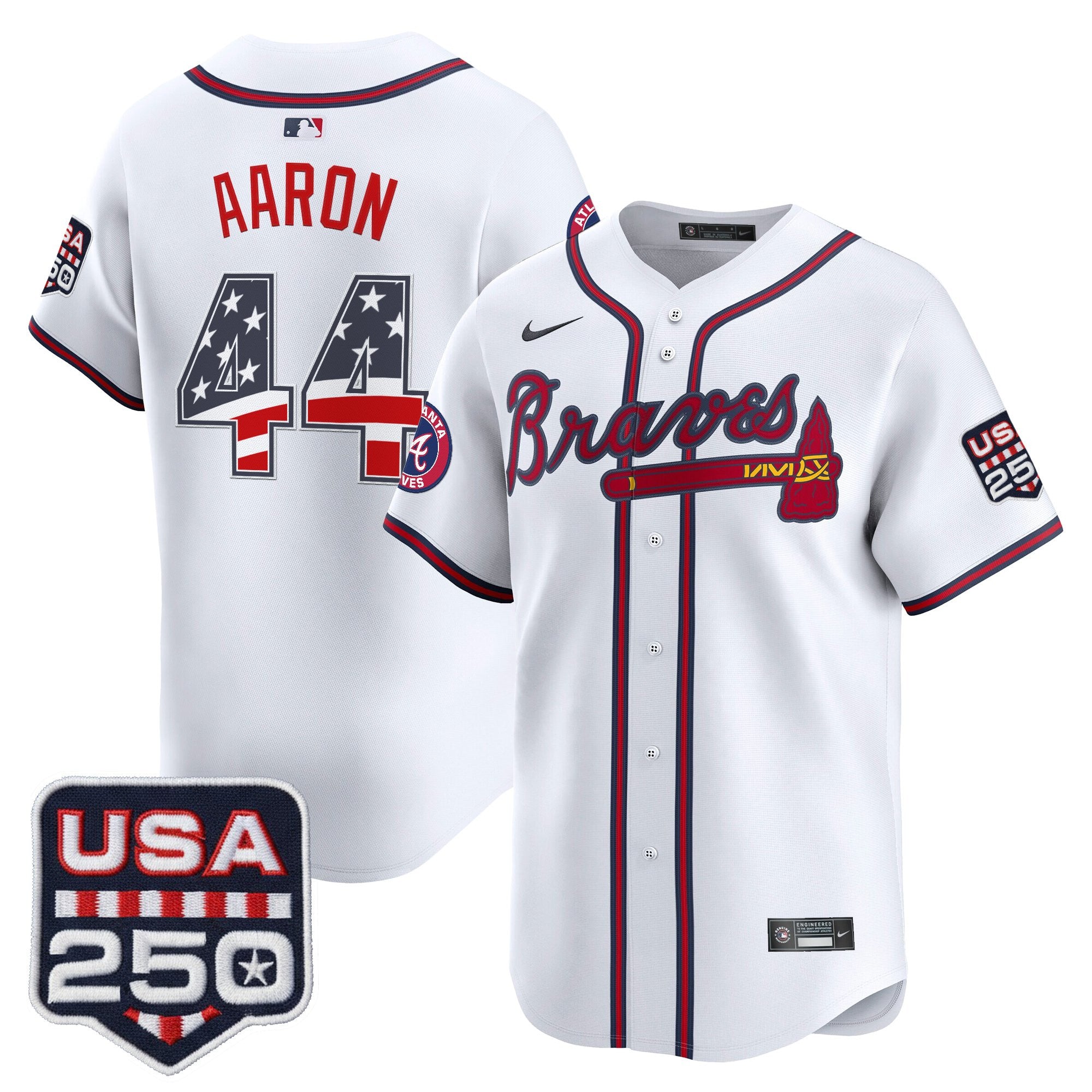 Men's Atlanta Braves USA 250 Fourth of July Vapor Premier Limited Jersey - All Stitched