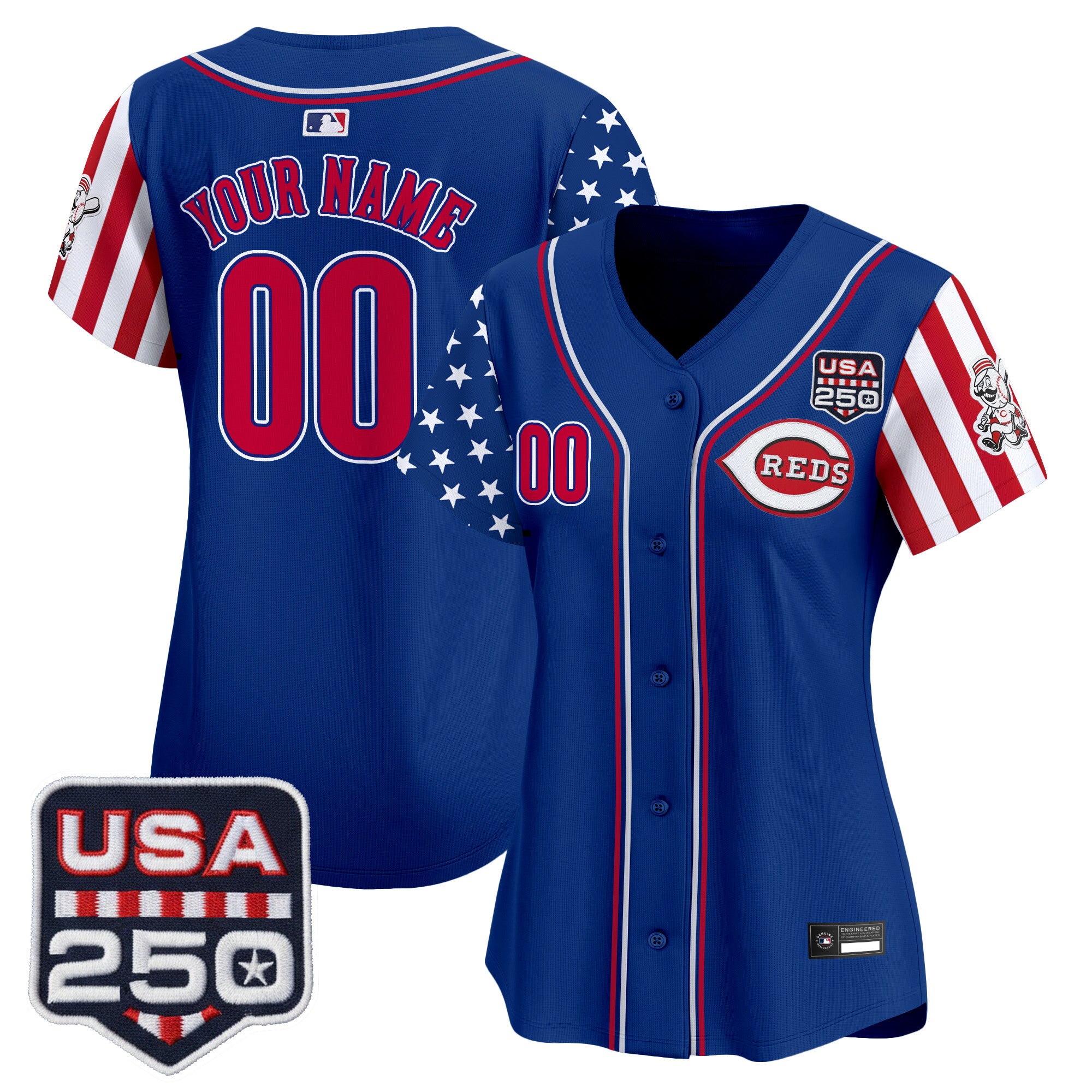 Cincinnati Reds "America250 Edition" Vapor Premier Limited Custom Jersey - All Stitched