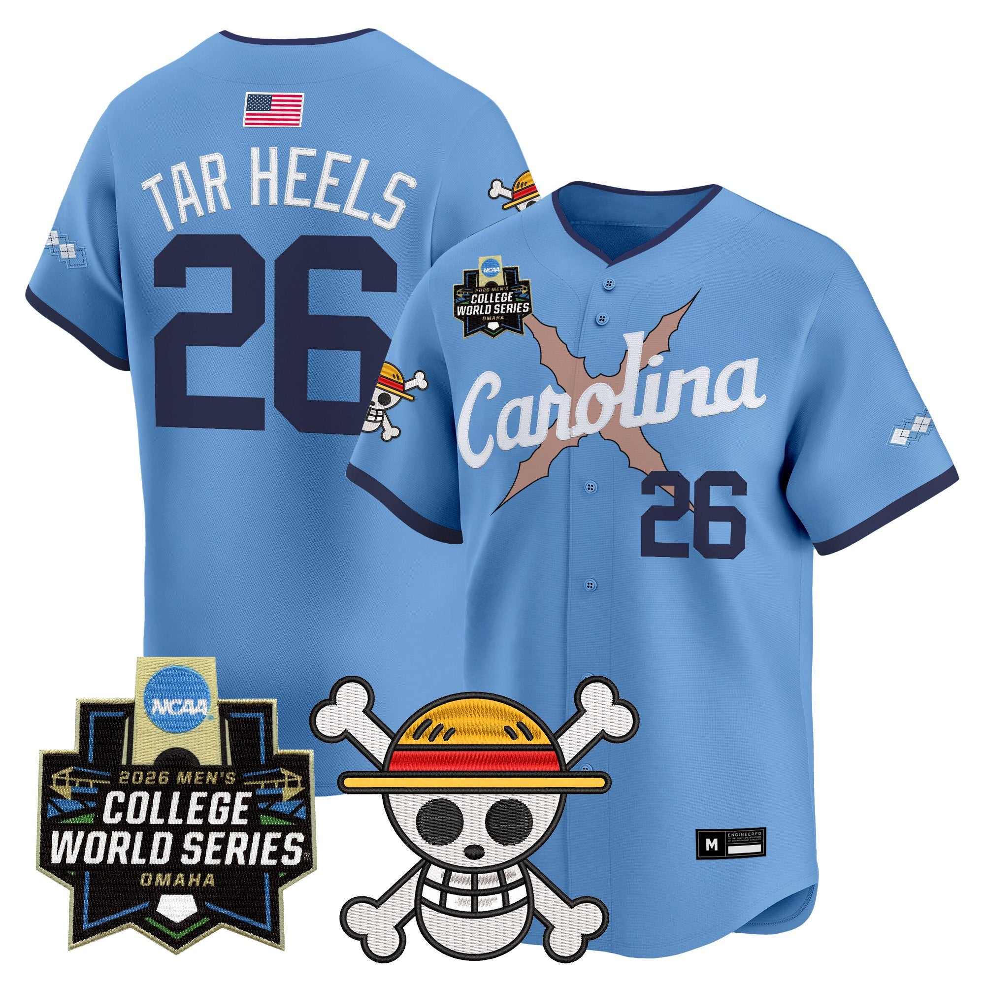 Men's North Carolina Tar Heels 2026 World Series x One Piece Vapor Premier Limited Jersey - All Stitched